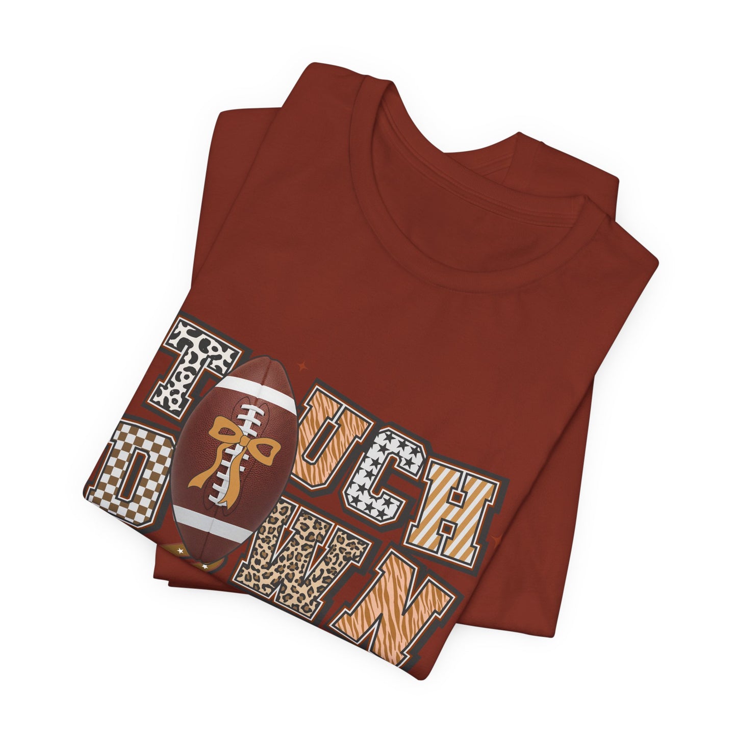 Touchdown Season Football T-Shirt — Retro Brown Leopard Print Design