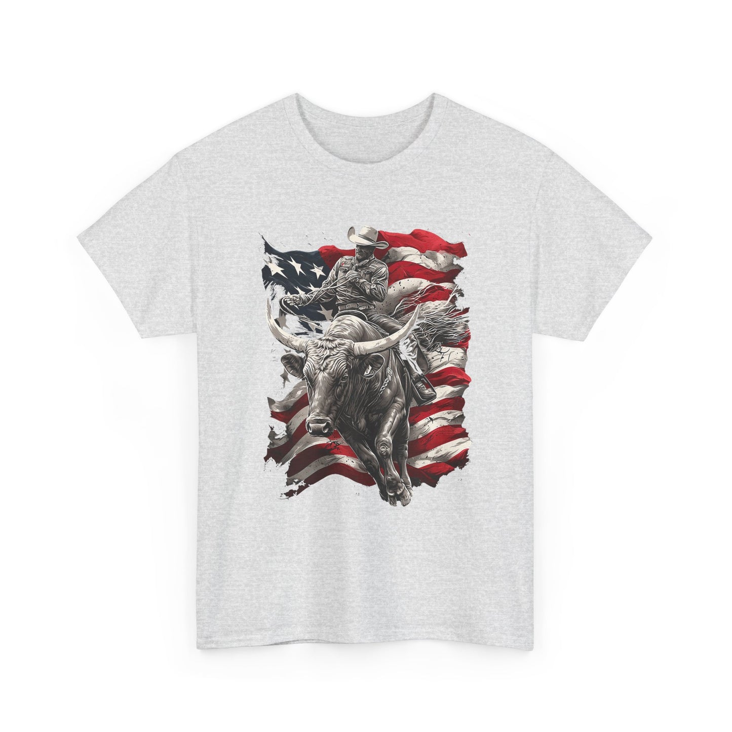 American Rodeo Bull Rider T-Shirt — Patriotic Flag Western Tee