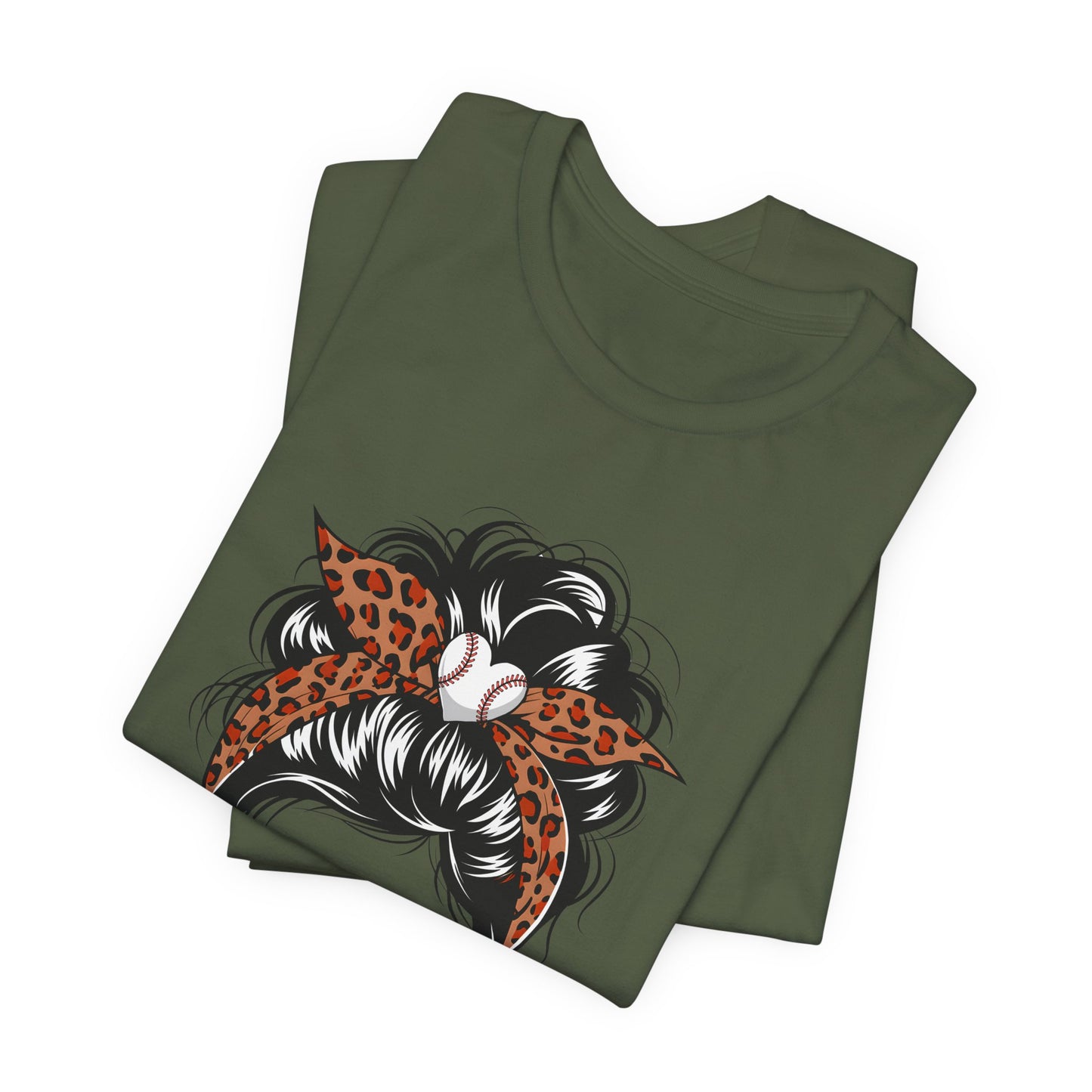 Baseball Mom Graphic Tee — Leopard Hairbow, Sunnies & "Baseball Mom" Text