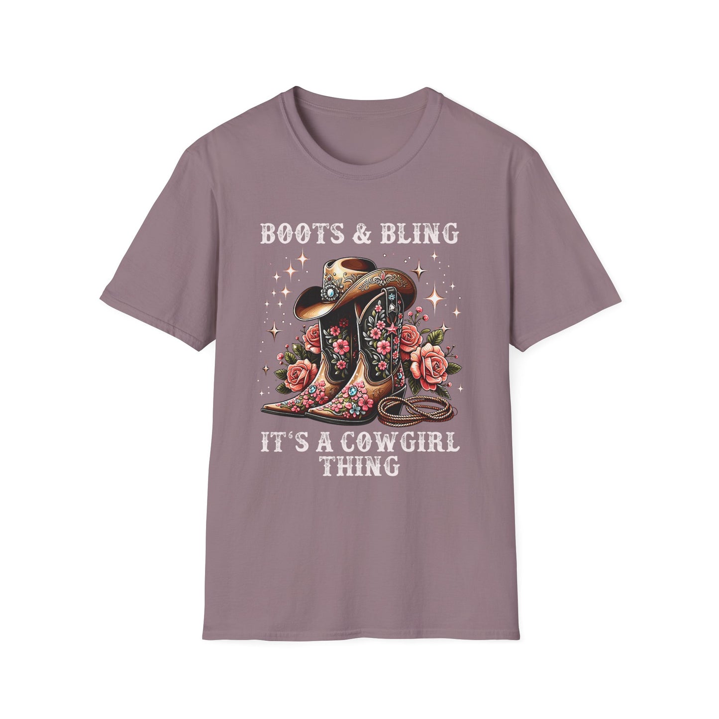 Cowgirl T-Shirt — "Boots & Bling" Floral Western Tee