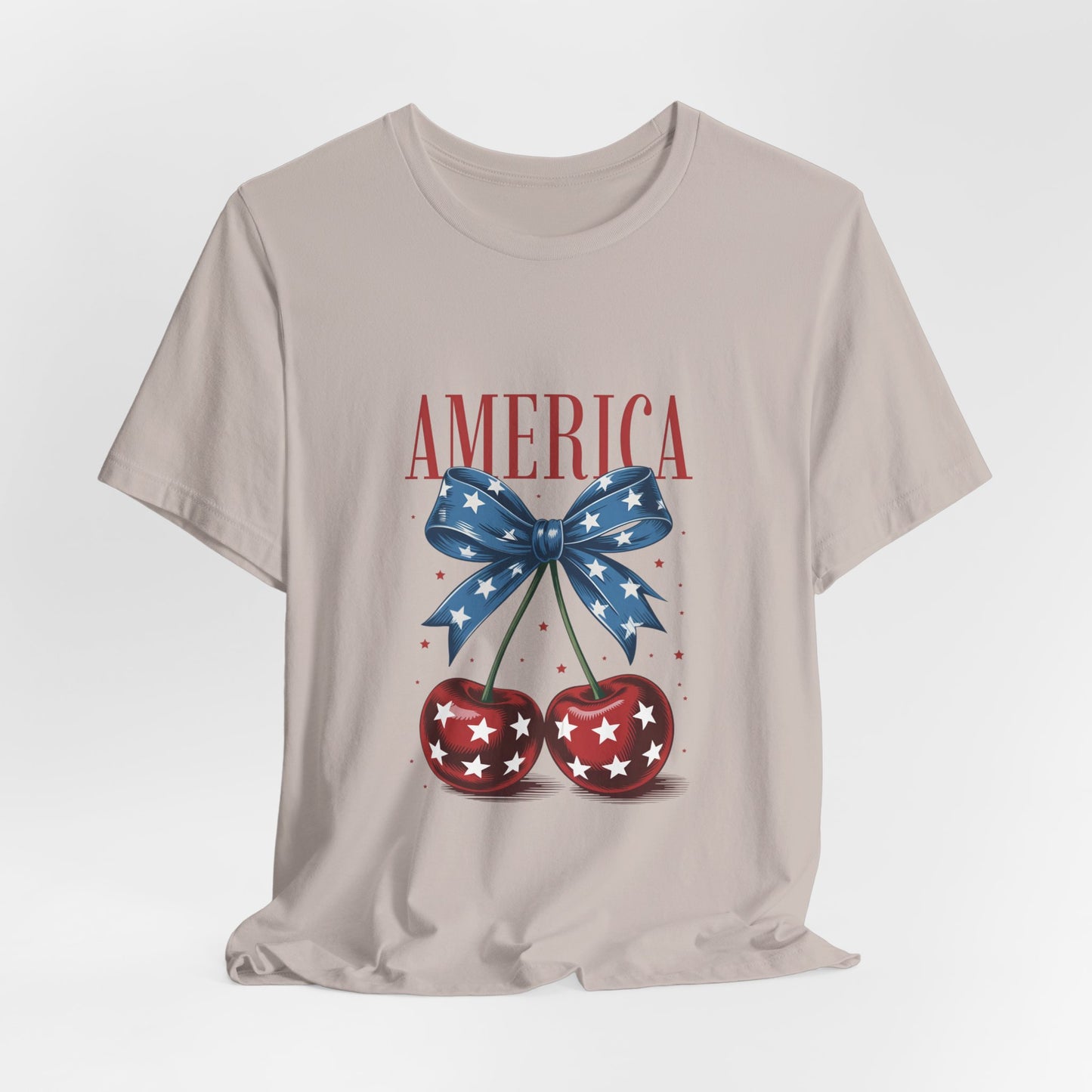 America Cherry Tee — Patriotic Stars & Stripes Graphic T-Shirt