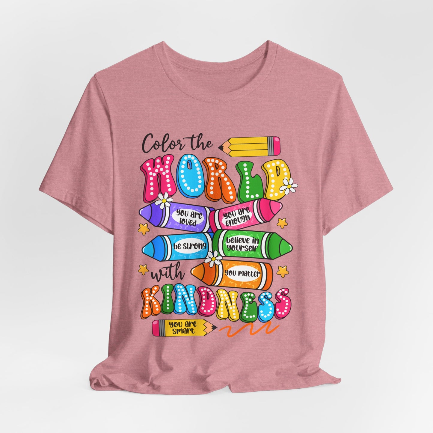 Color the World with Kindness T-Shirt — Kids & Teachers Positive Message Tee