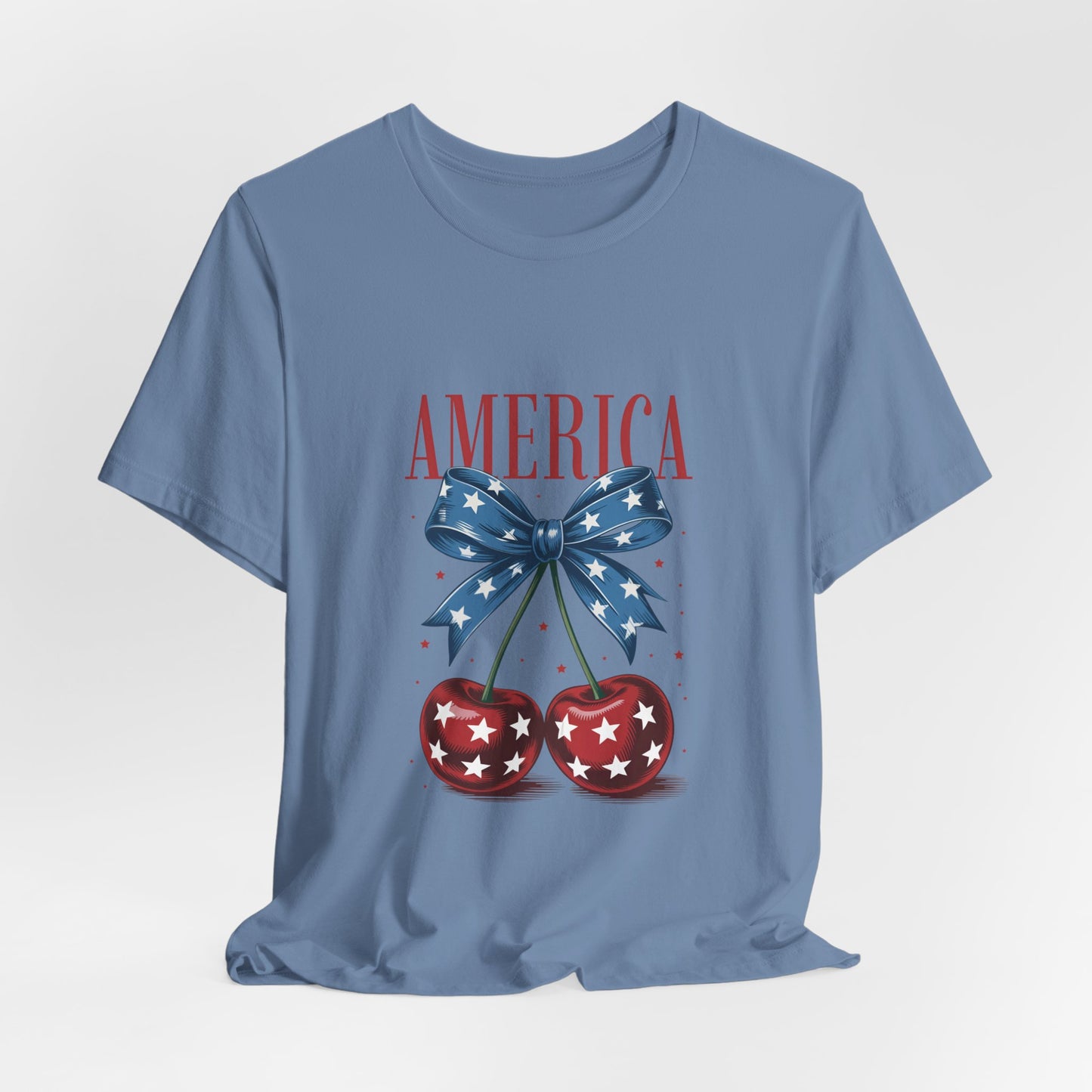America Cherry Tee — Patriotic Stars & Stripes Graphic T-Shirt