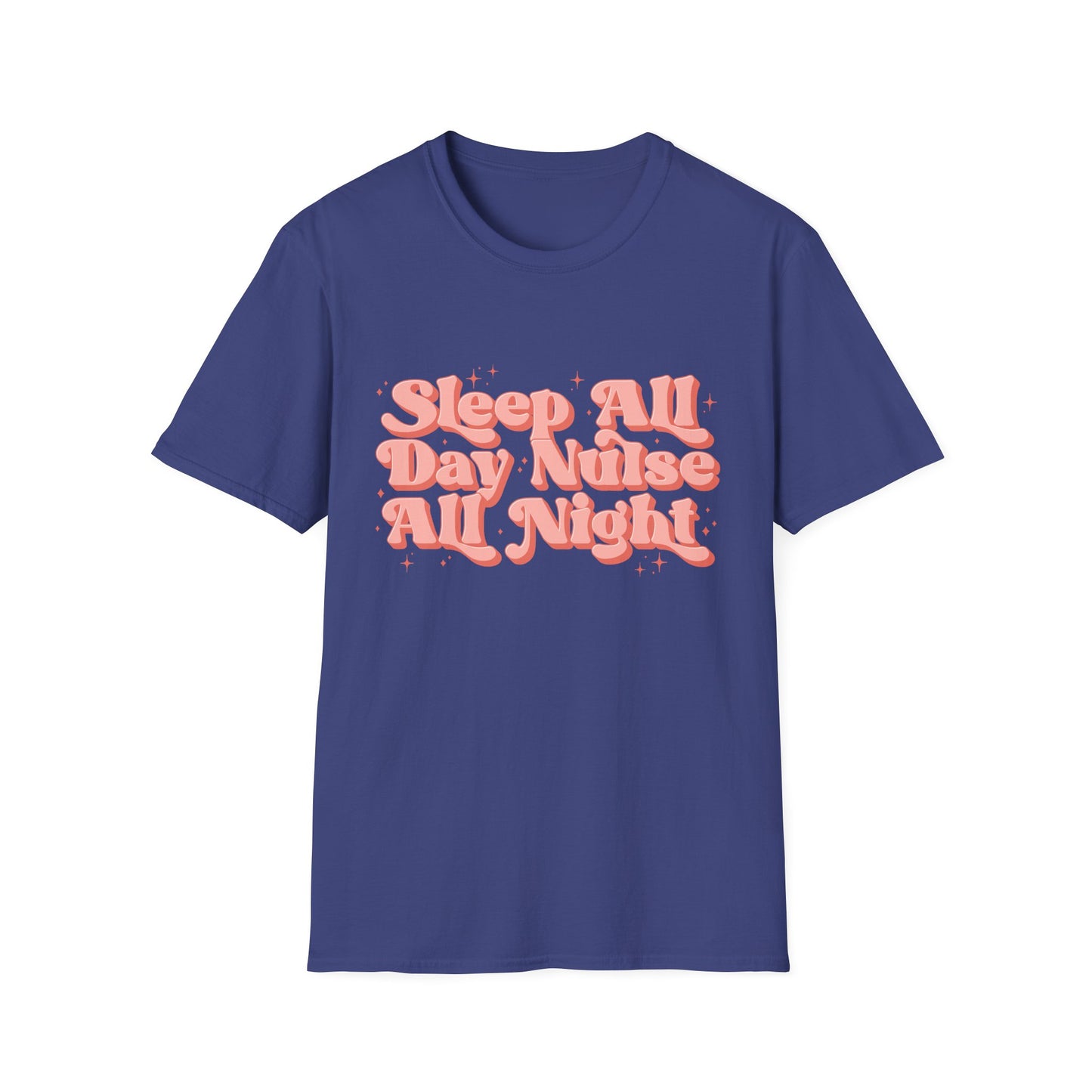 Sleep All Day Nurse All Night T-Shirt — Cute Retro Nurse Tee for Healthcare Workers
