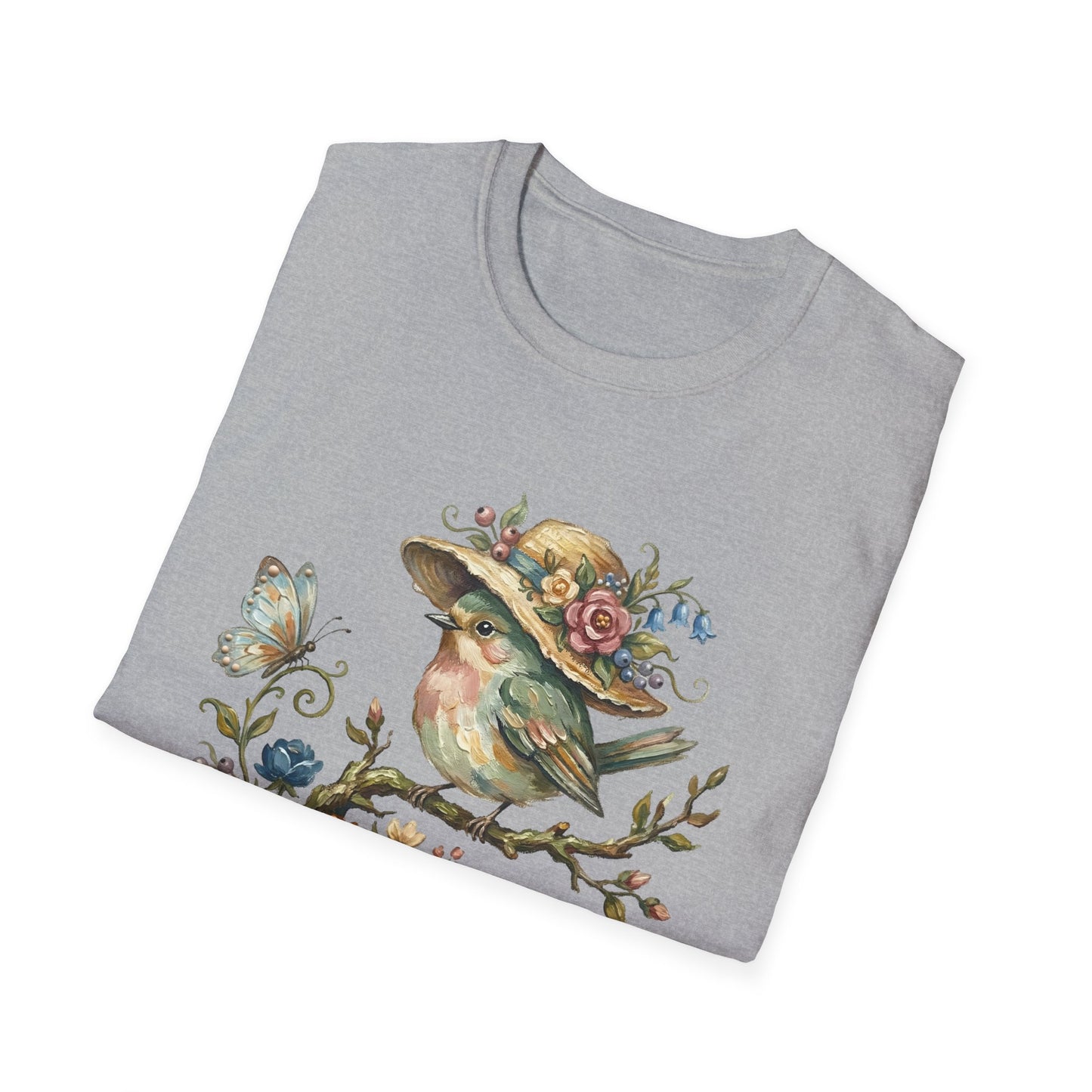 Garden Bird Tee — "There is a quiet peace to be found in the heart of the garden" Floral Bird T-Shirt