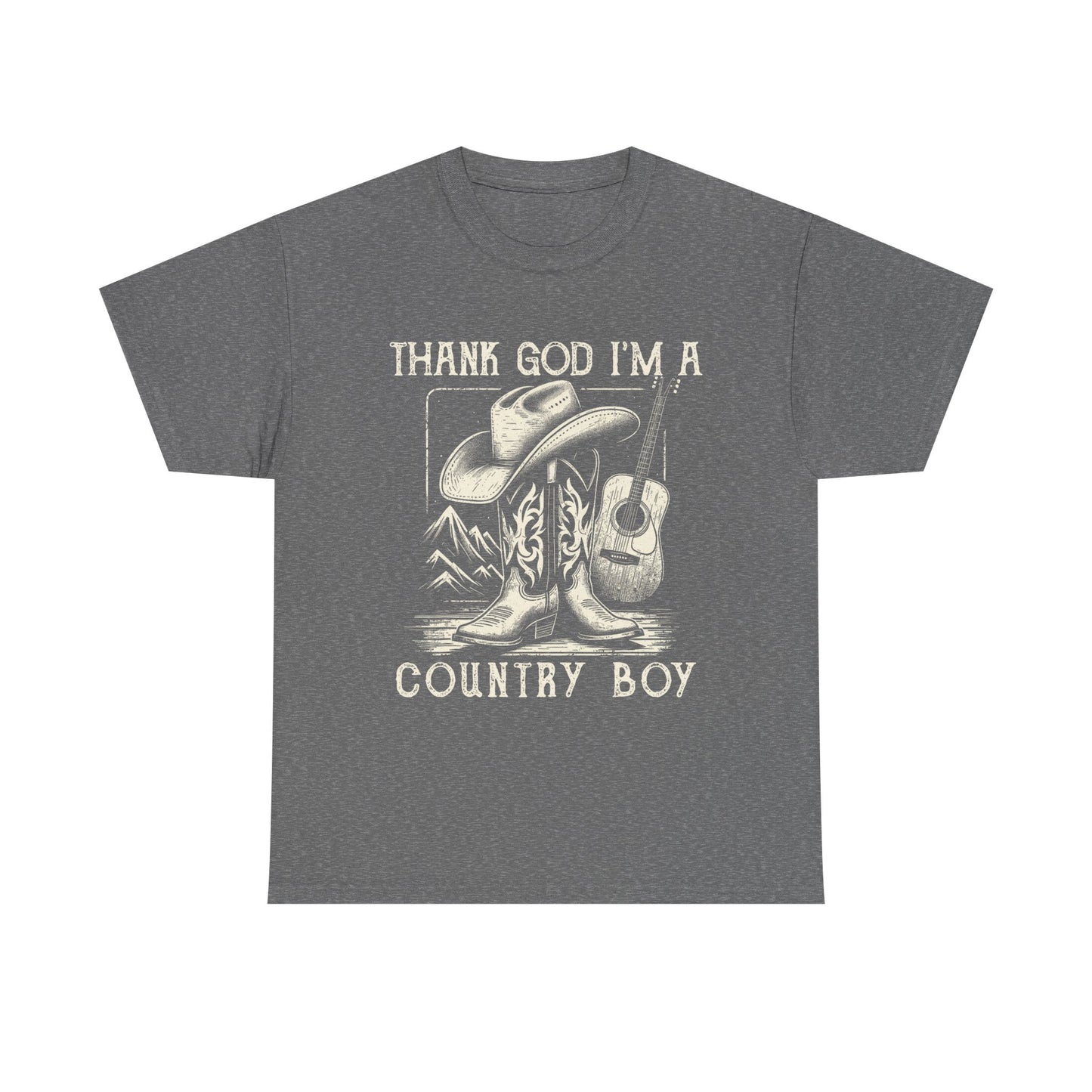 Country Boy T-Shirt — "Thank God I'm a Country Boy" Cowboy Boots & Guitar Tee