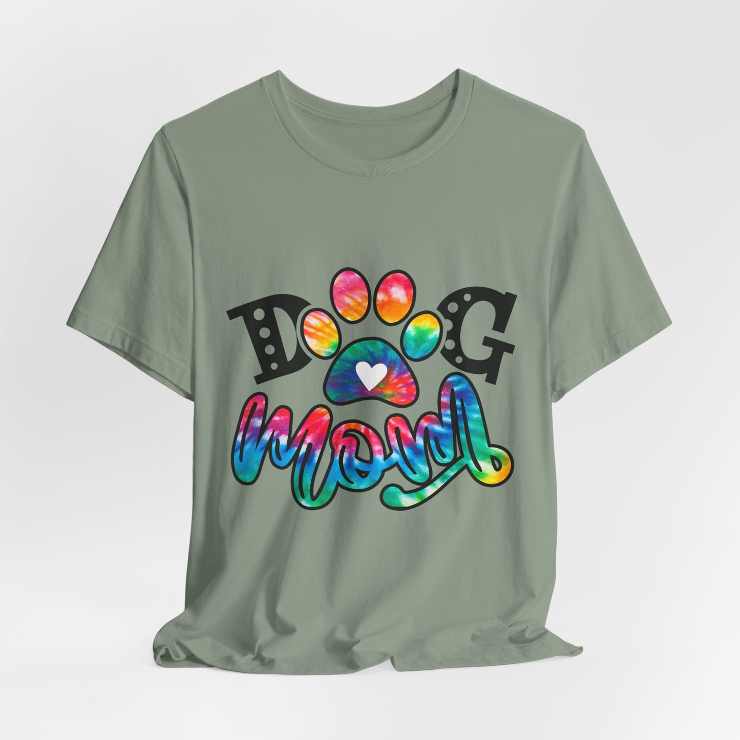 Dog Mom T-Shirt - Colorful Rainbow Paw Design