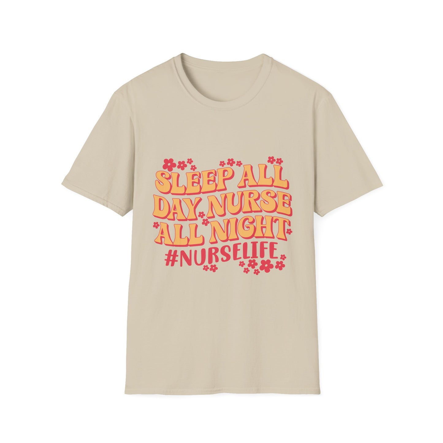 Nurse Life T-Shirt - "Sleep All Day, Nurse All Night" Retro Floral Tee