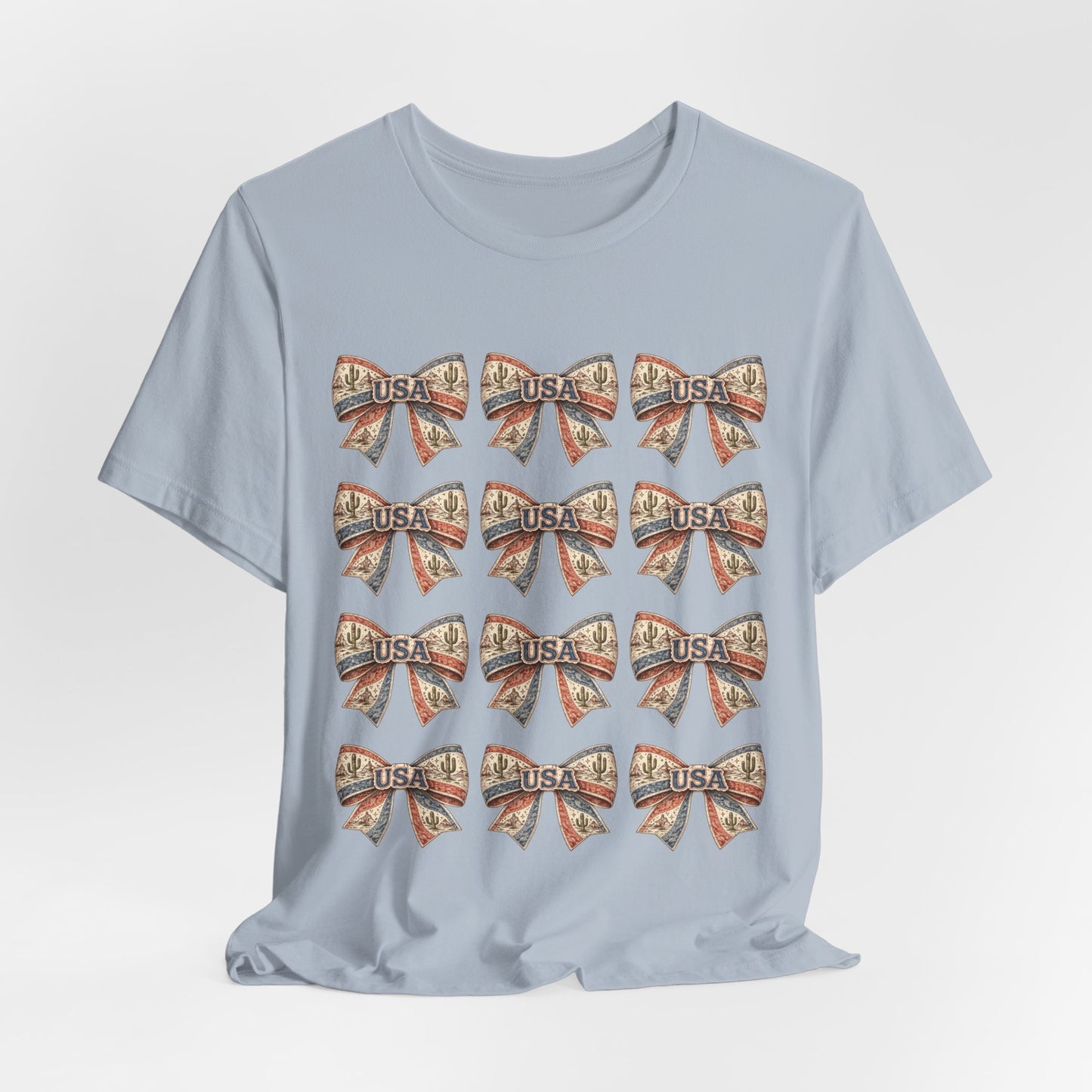 USA Patriotic Bow Pattern T-Shirt
