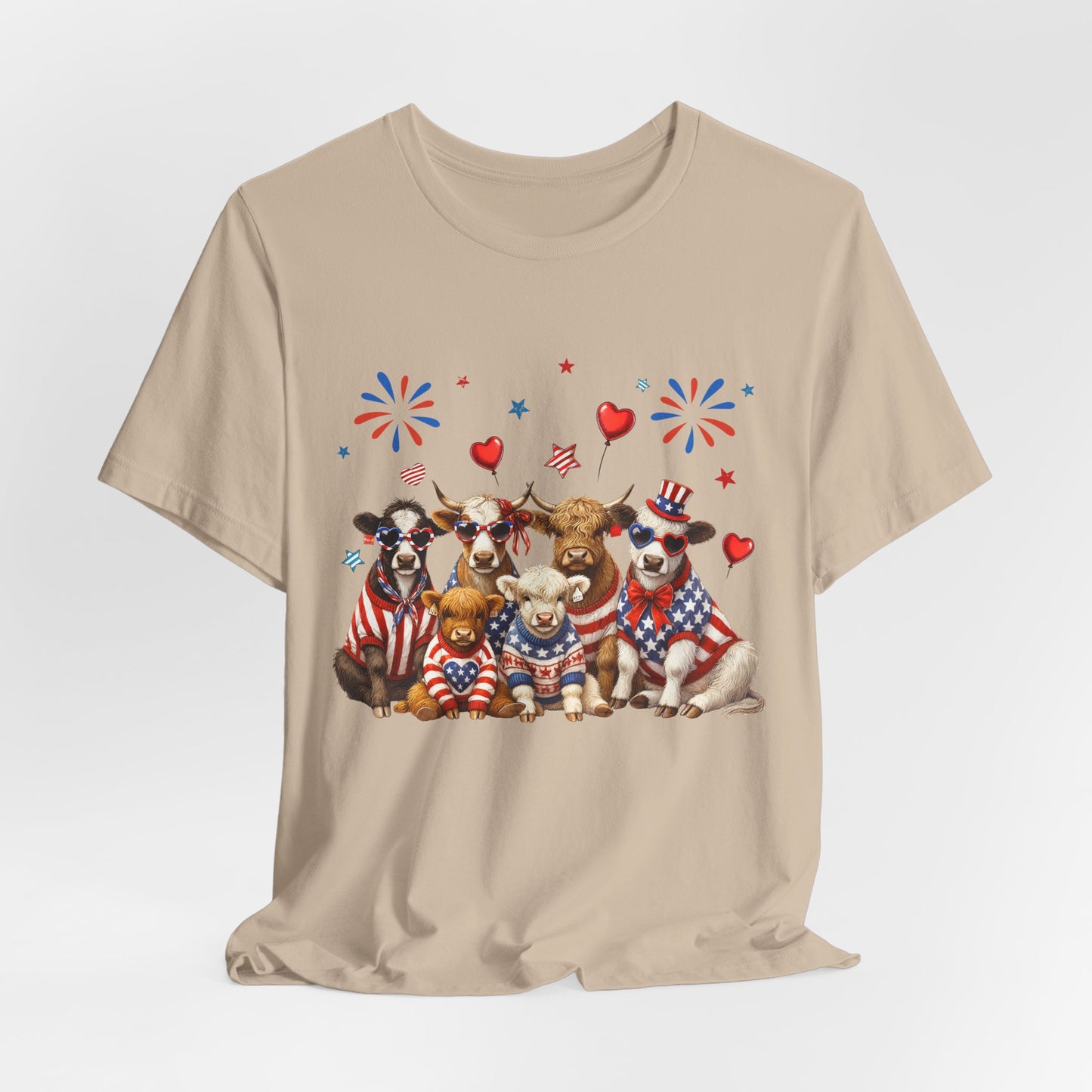 Patriotic CowsT-Shirt — Cute Cows in USA Outfit 4th of July Tee