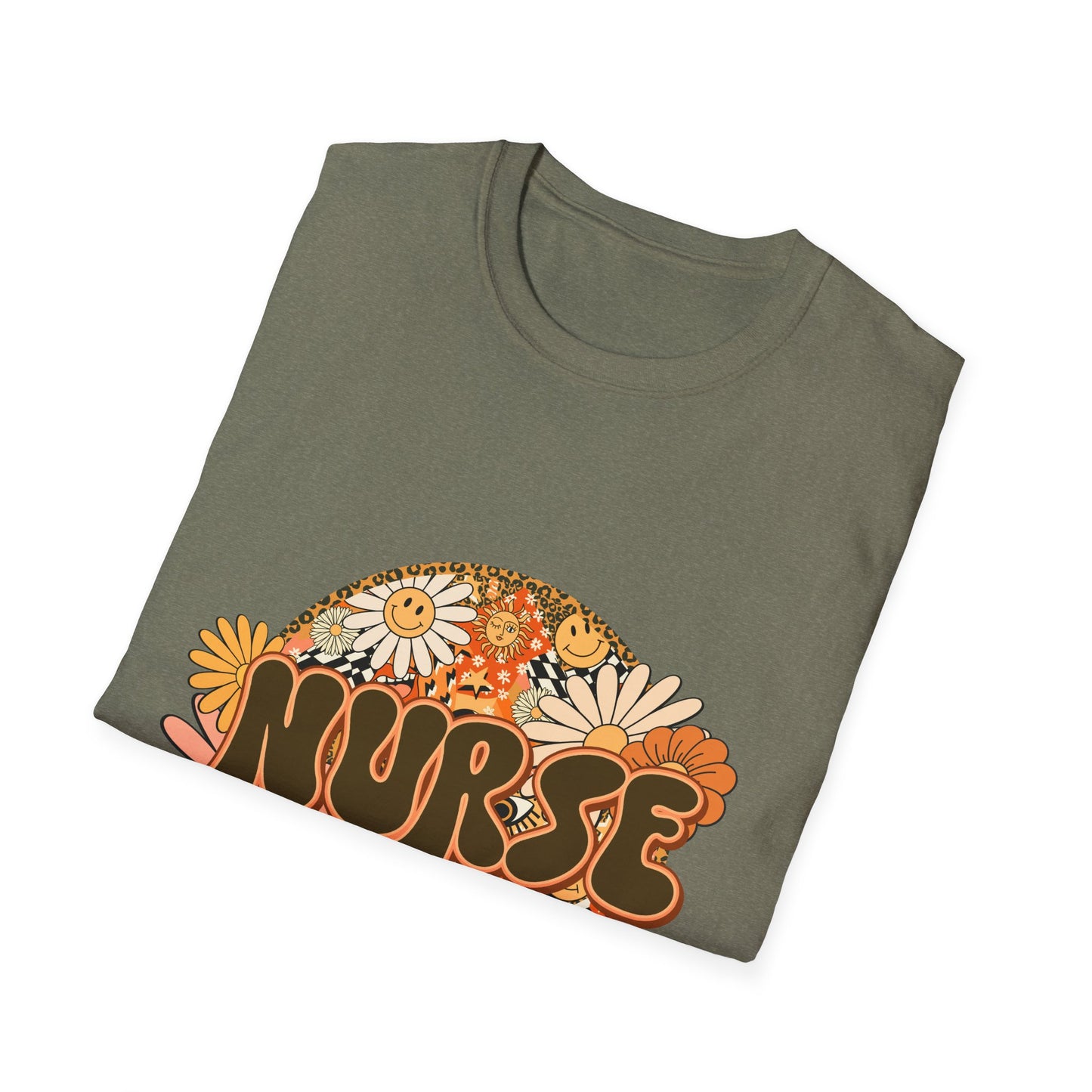 Retro Floral 'Nurse' T-Shirt — 70s Vintage Daisy Design for Nurses