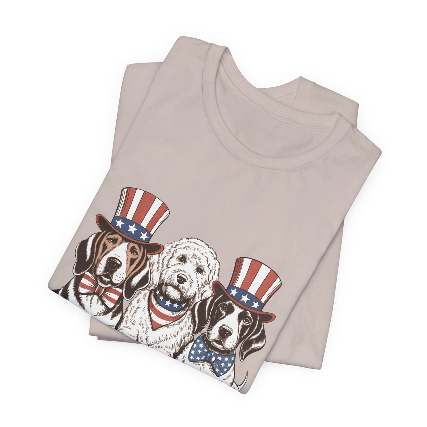 Patriotic Puppies T-Shirt — 4th of July Dog Tee with Uncle Sam Hats