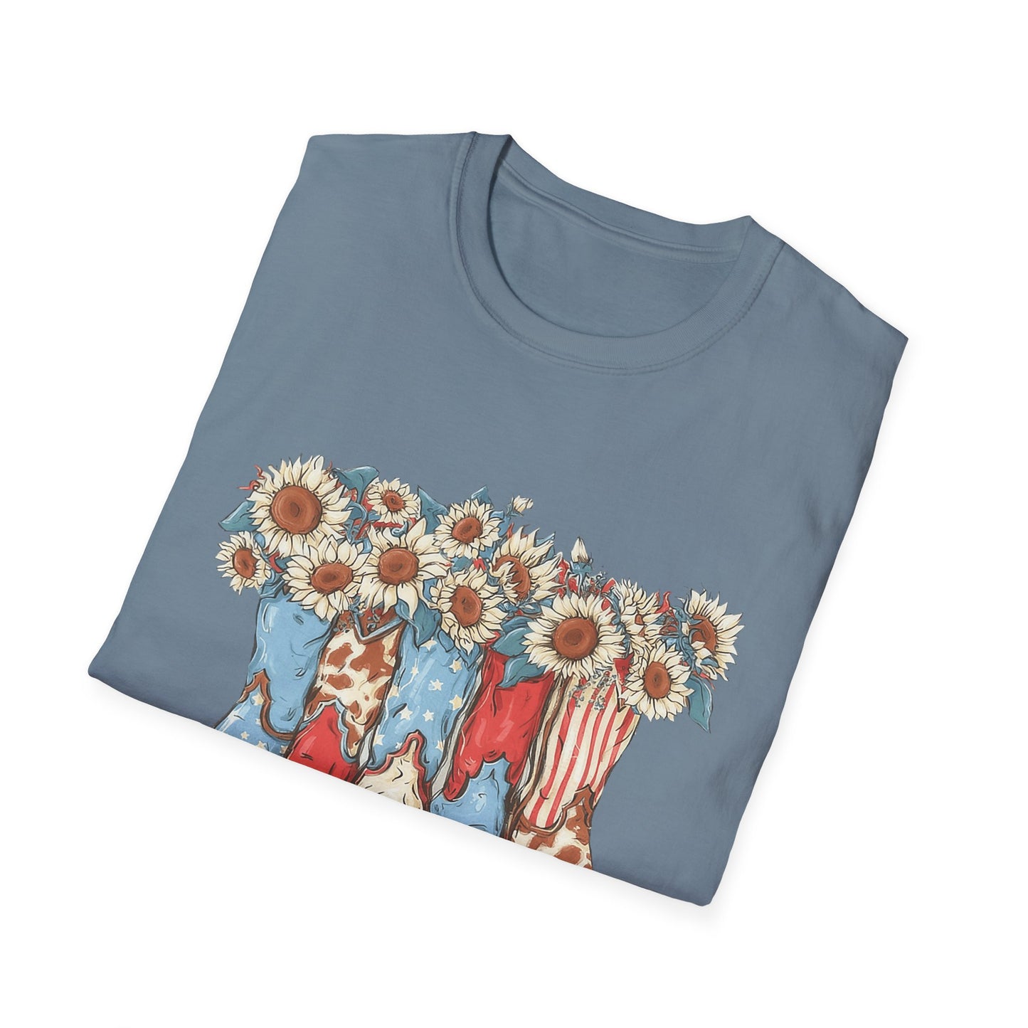 Patriotic Sunflower Cowboy Boots T-Shirt