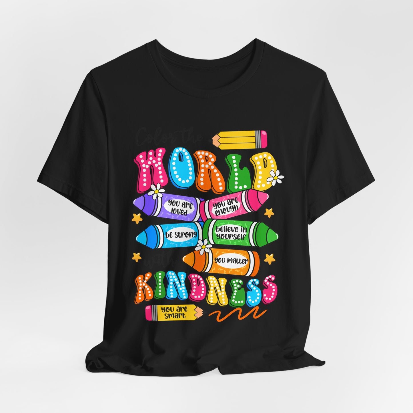 Color the World with Kindness T-Shirt — Kids & Teachers Positive Message Tee