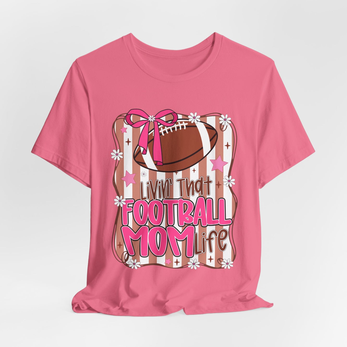 Football Mom Life T-Shirt — Pink Bow Football Mom Tee