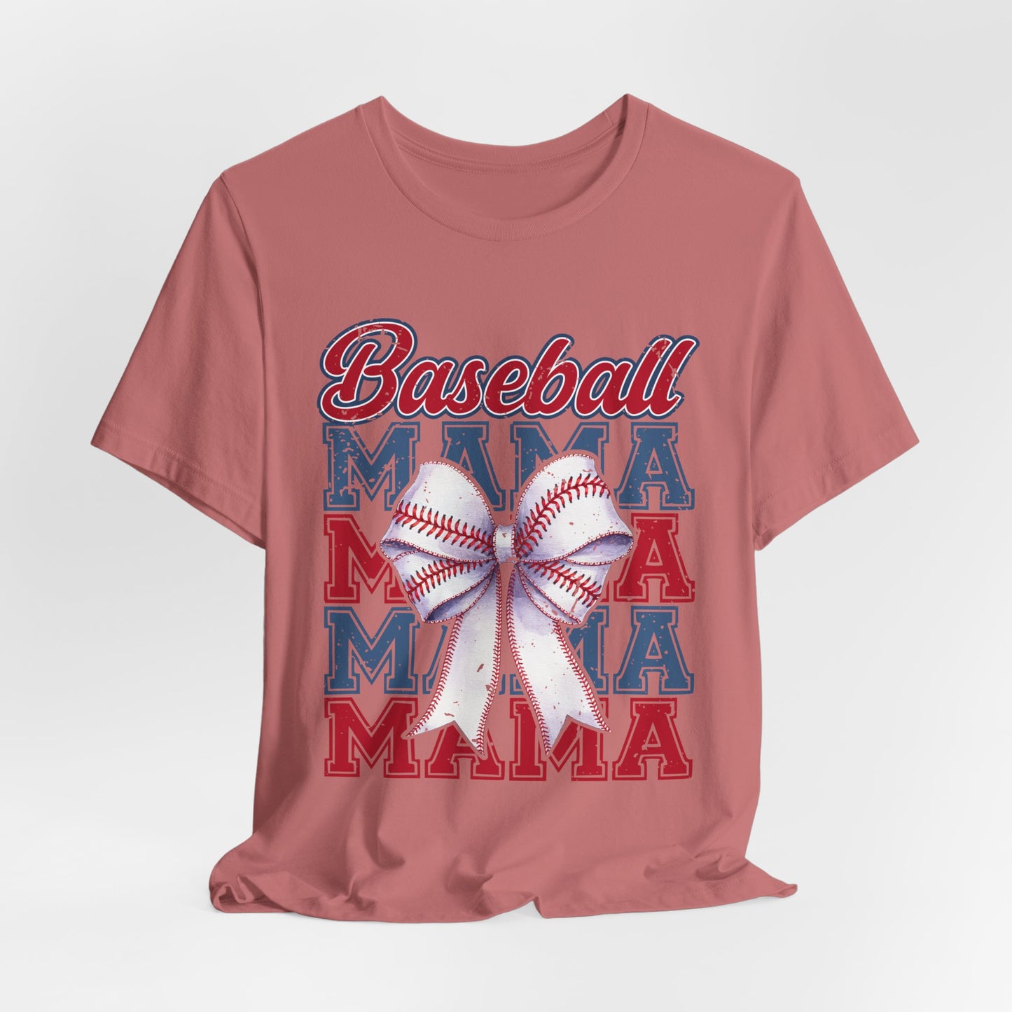 Baseball Mama Tee – Patriotic Bow Soft Cotton T‑Shirt for Baseball Moms