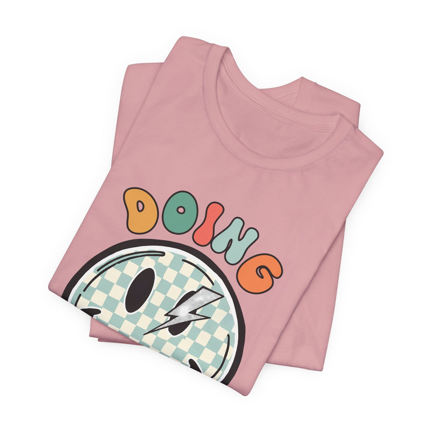 Doing My Best Smiley Tee — Retro Checkerboard Positive Message T‑Shirt