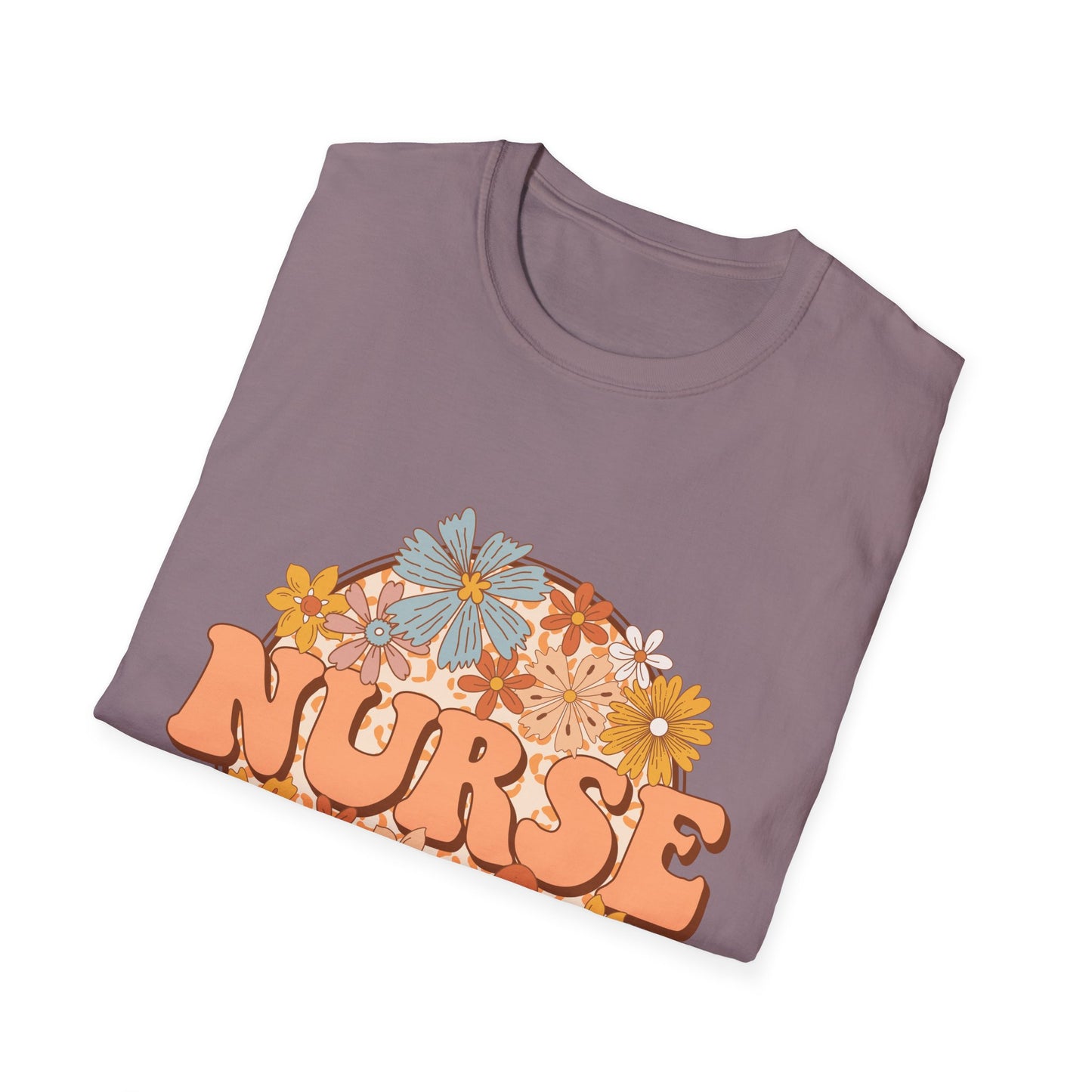 Nurse Floral Retro Tee — "NURSE" Vintage Flower Graphic T-Shirt