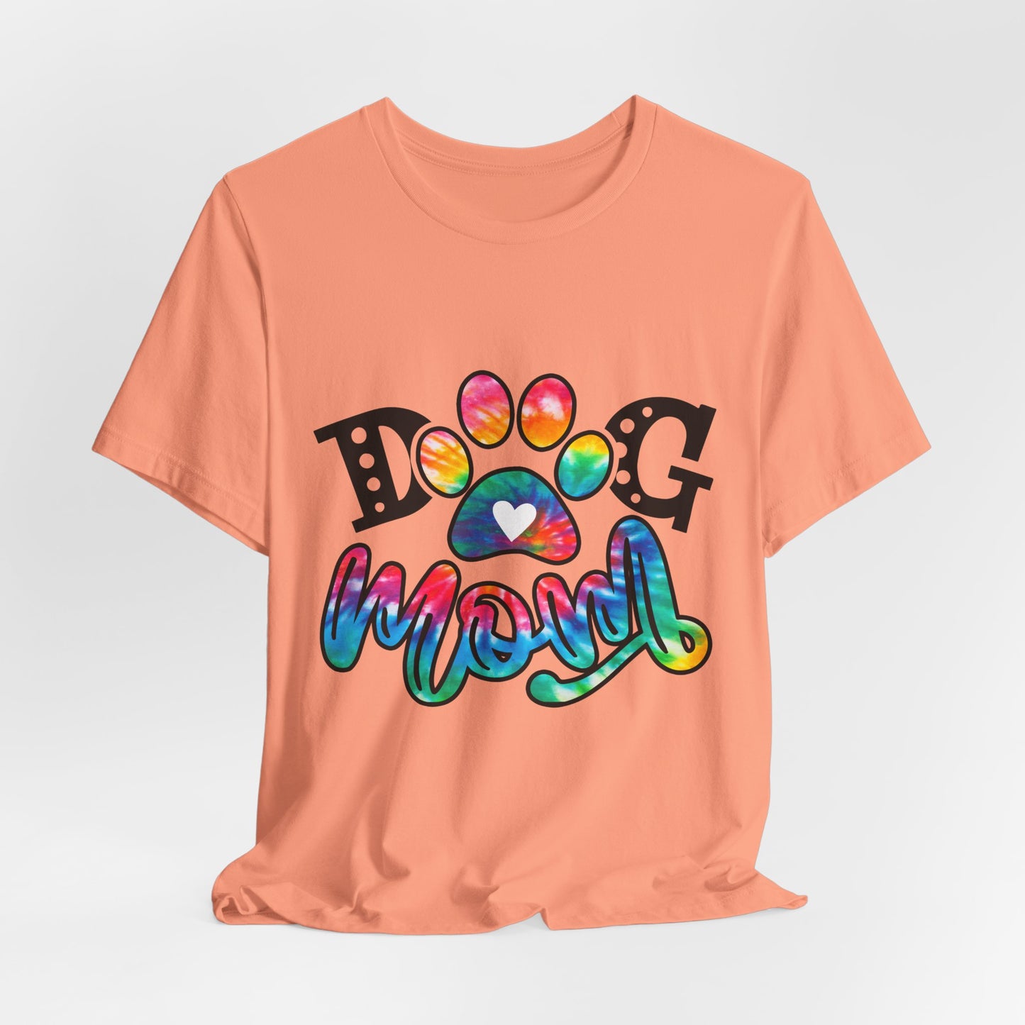 Dog Mom T-Shirt - Colorful Rainbow Paw Design