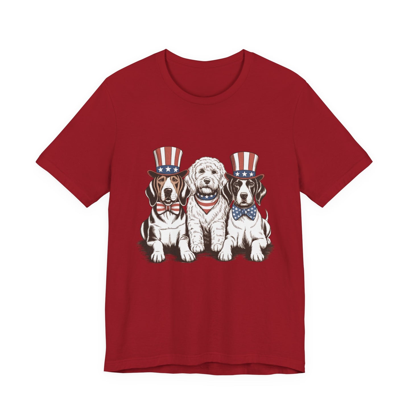 Patriotic Puppies T-Shirt — 4th of July Dog Tee with Uncle Sam Hats
