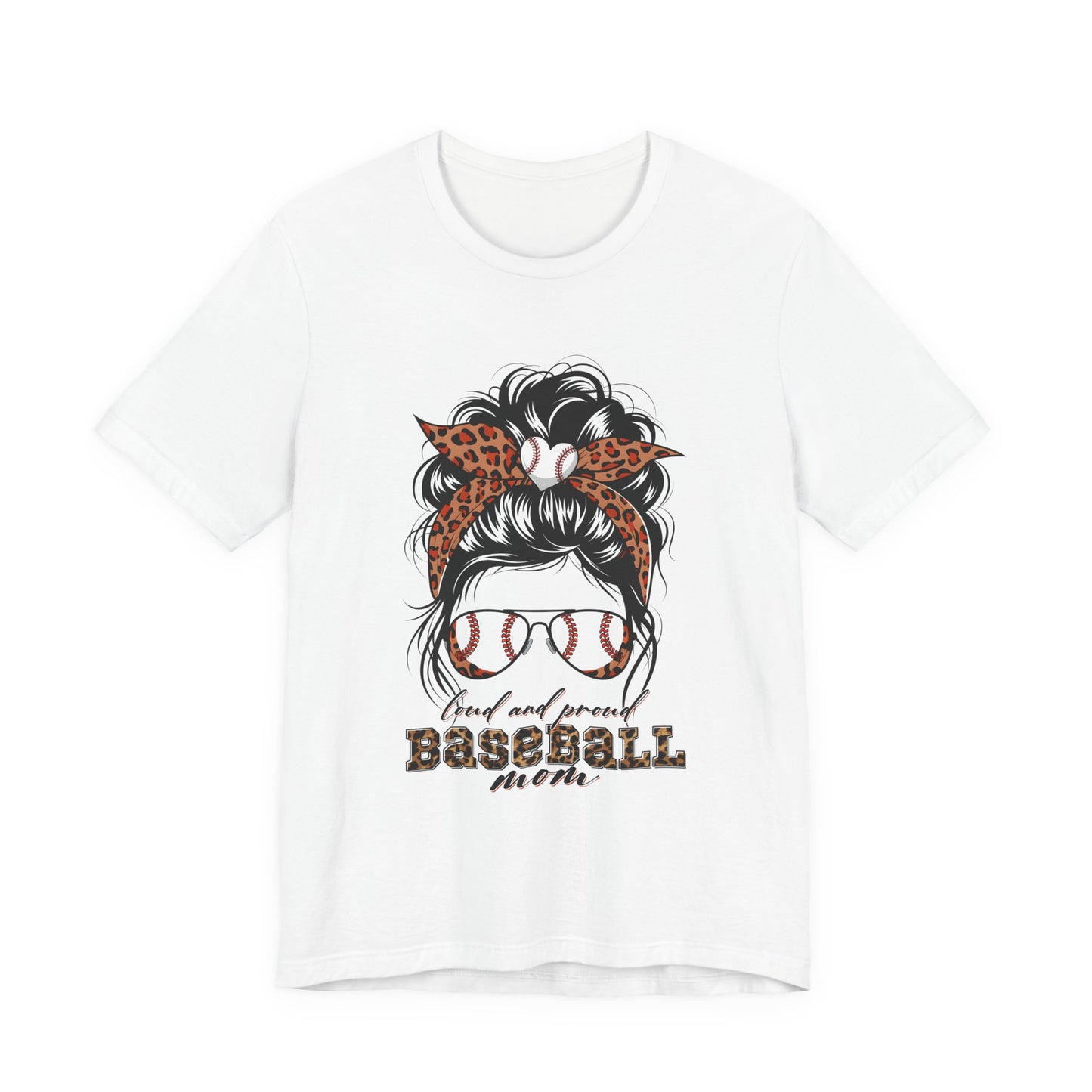 Baseball Mom Graphic Tee — Leopard Hairbow, Sunnies & "Baseball Mom" Text