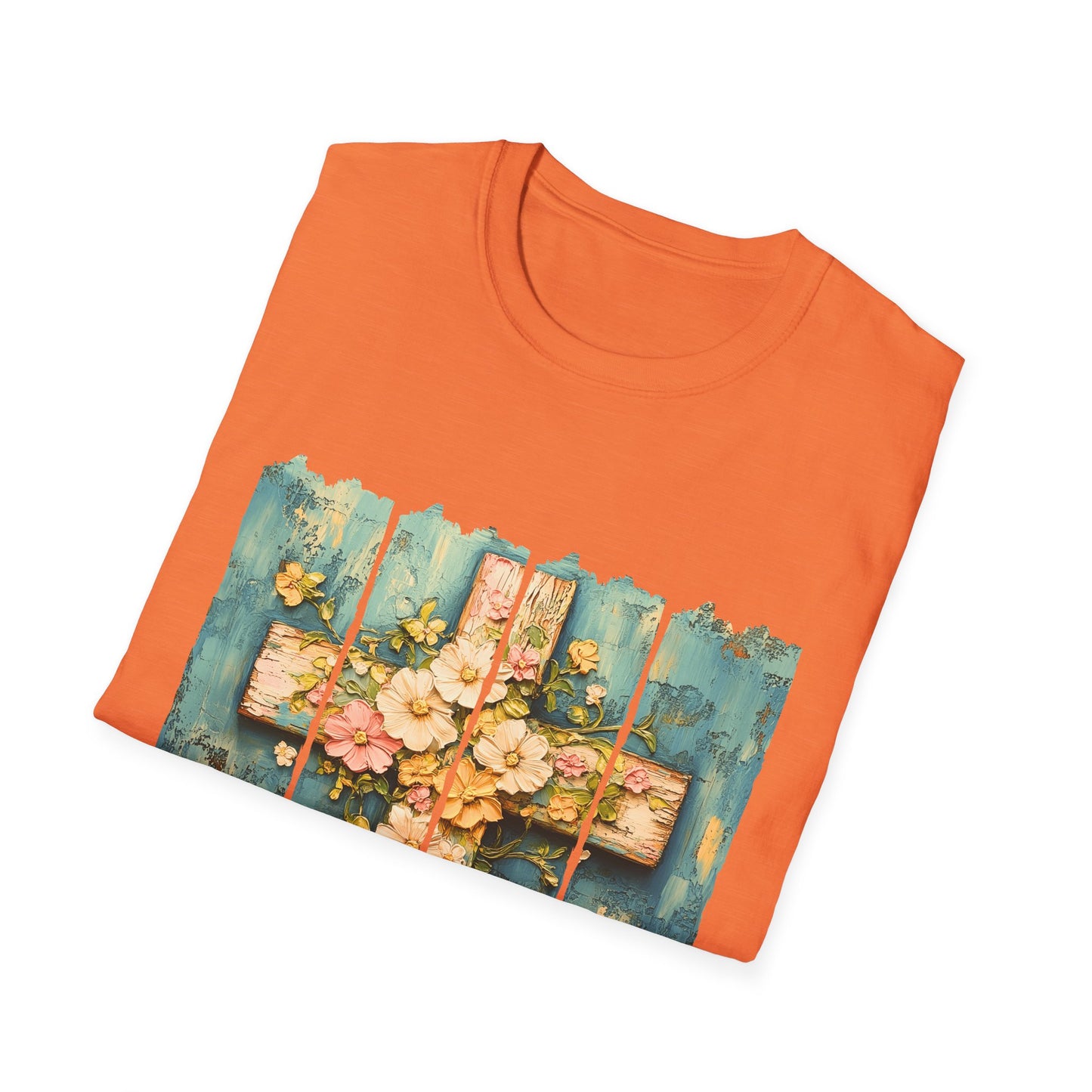 Floral Cross Christian T-Shirt — Faith, Hope & New Life Easter Tee