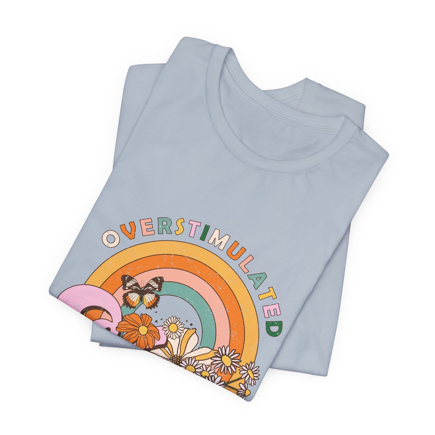 Overstimulated Moms Club Tee — Retro Rainbow Floral Mother's Day Shirt