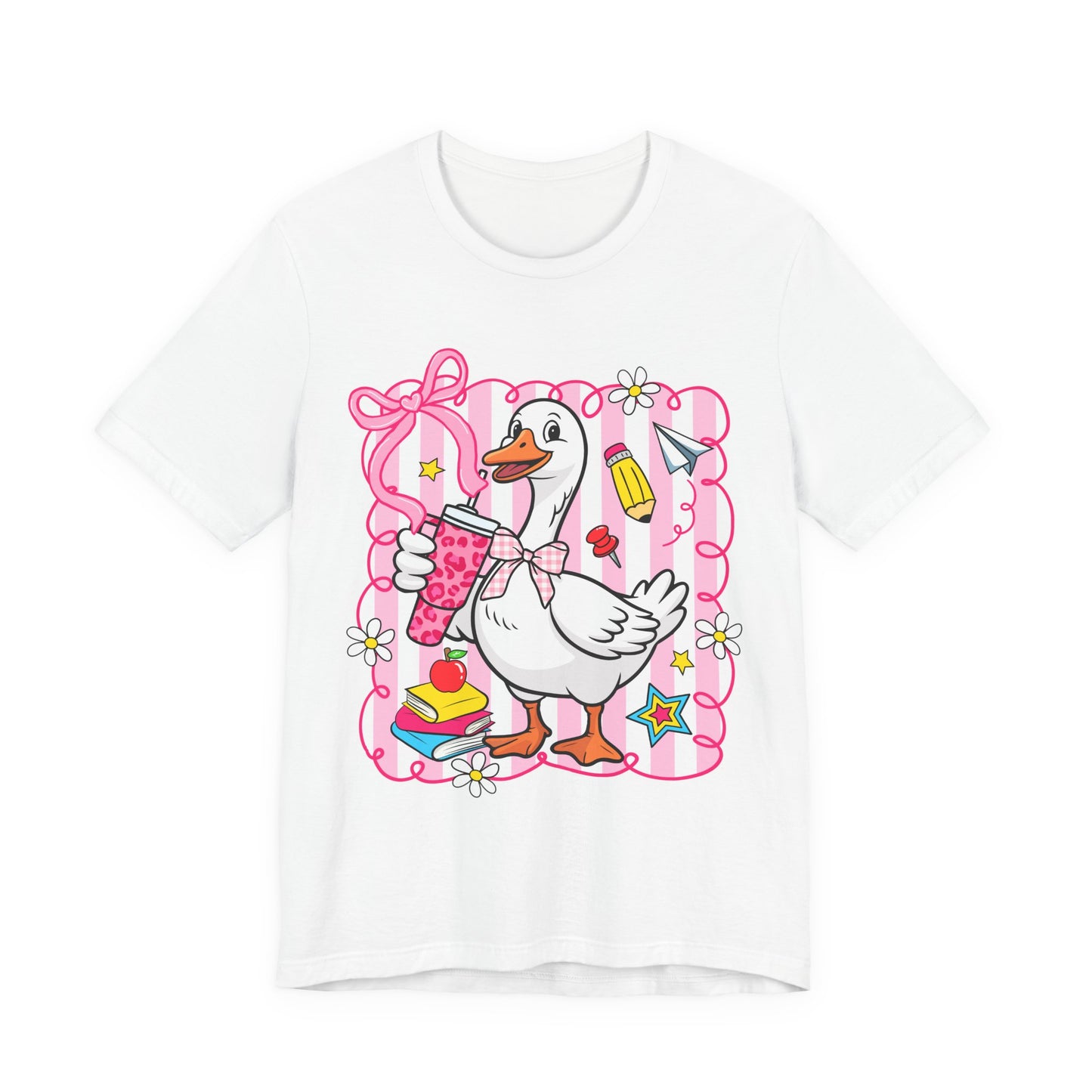 Cute Goose Graphic Tee — School Supplies Back-to-School T-Shirt