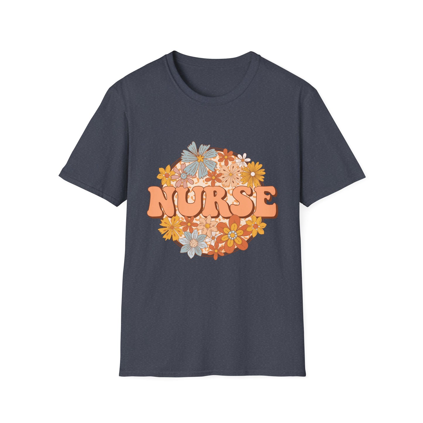 Nurse Floral Retro Tee — "NURSE" Vintage Flower Graphic T-Shirt