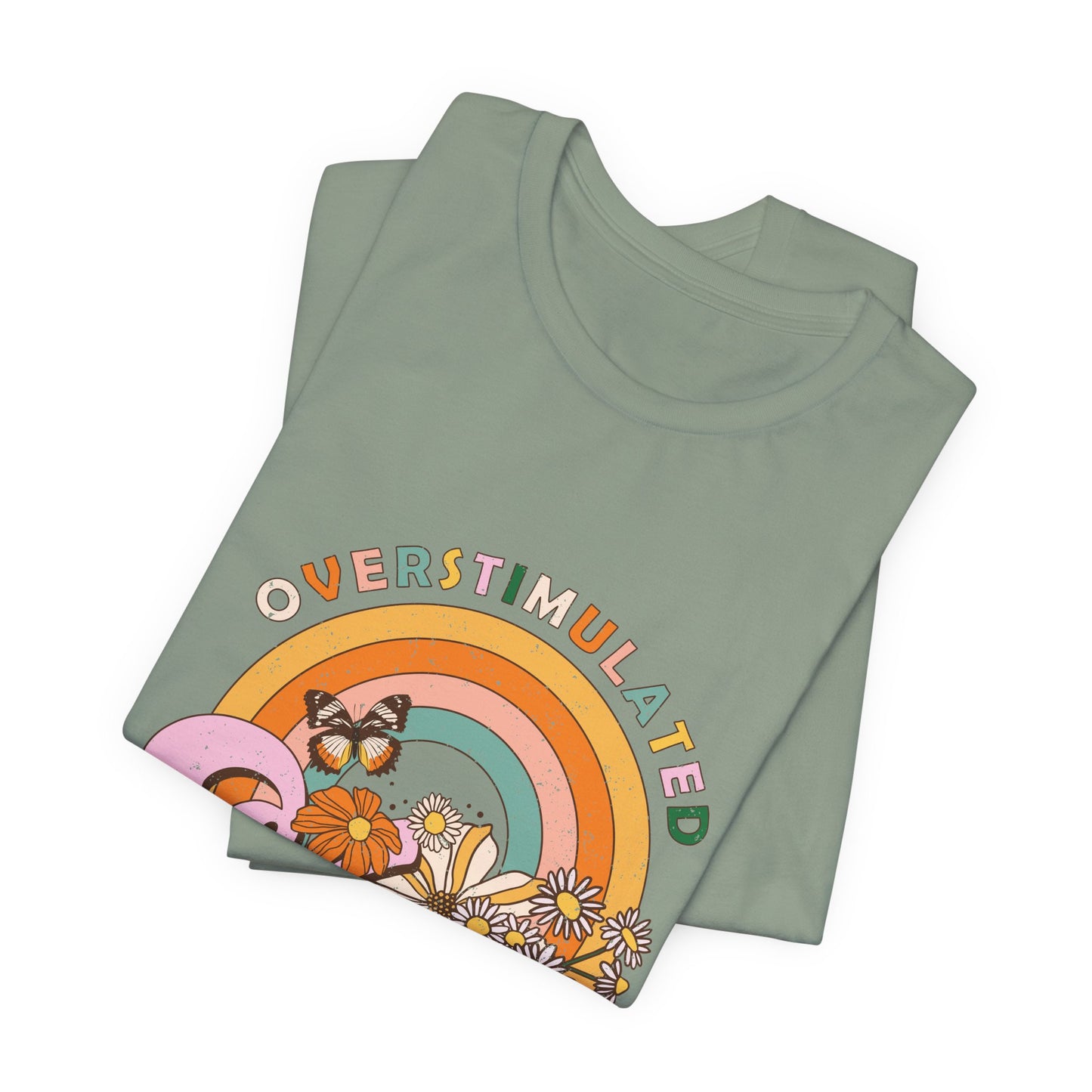 Overstimulated Moms Club Tee — Retro Rainbow Floral Mother's Day Shirt