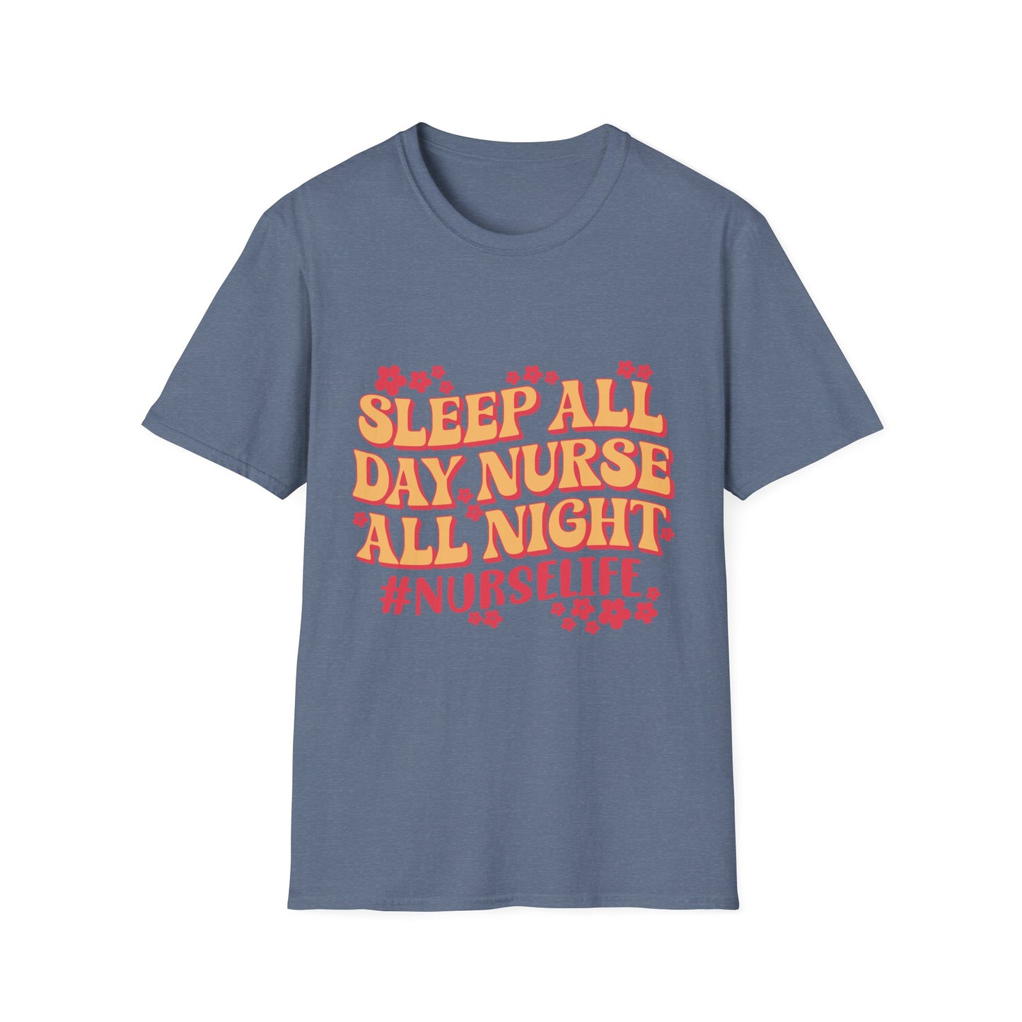 Nurse Life T-Shirt - "Sleep All Day, Nurse All Night" Retro Floral Tee