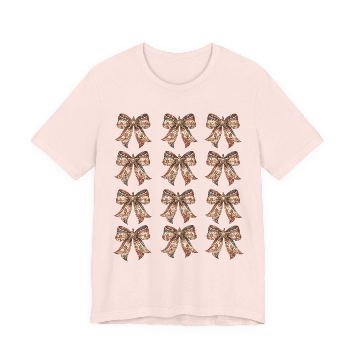 Bow Pattern Tee — Vintage Floral Ribbon Graphic Shirt