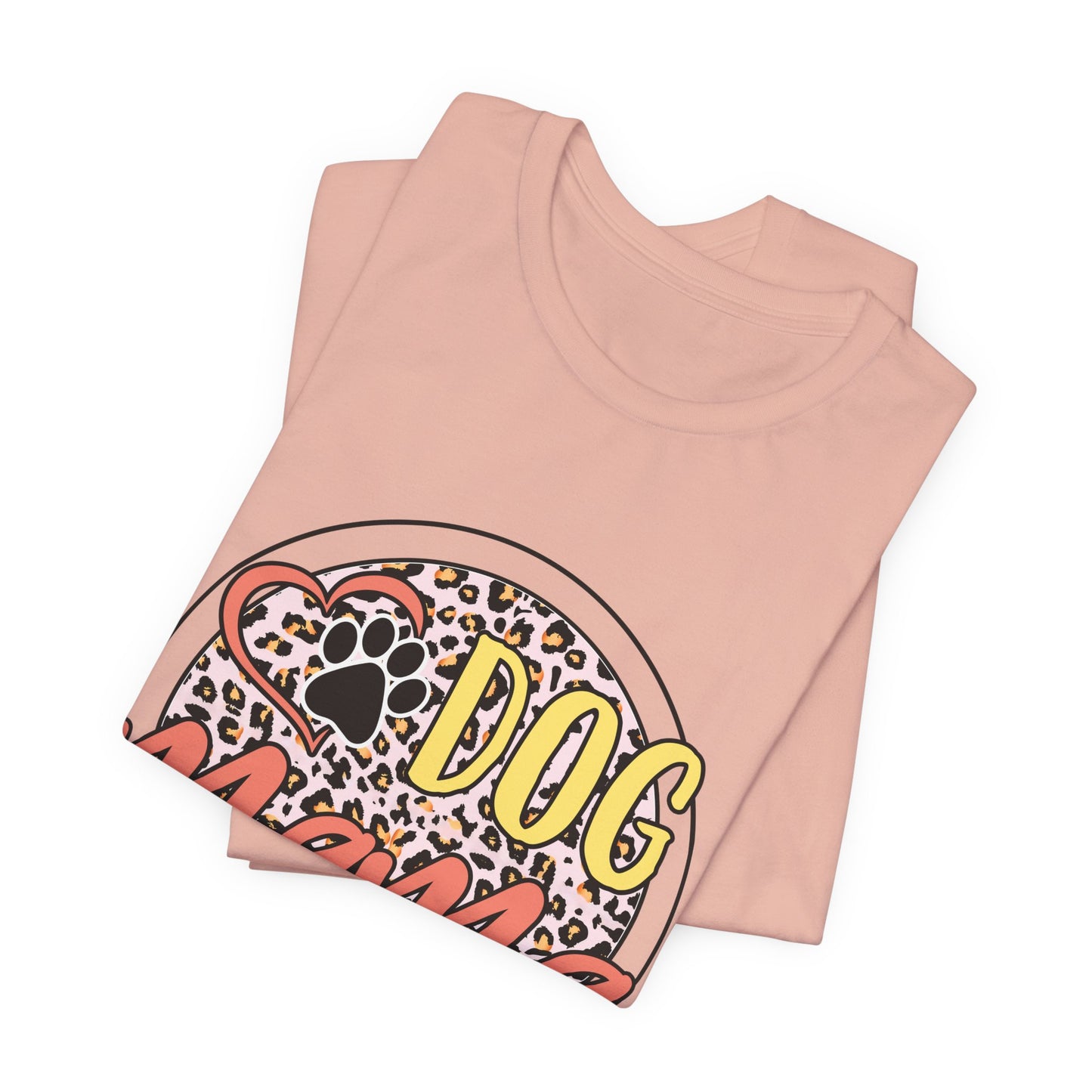 Dog Mama Leopard Circle Tee — Cute Paw Print Graphic T-Shirt for Women