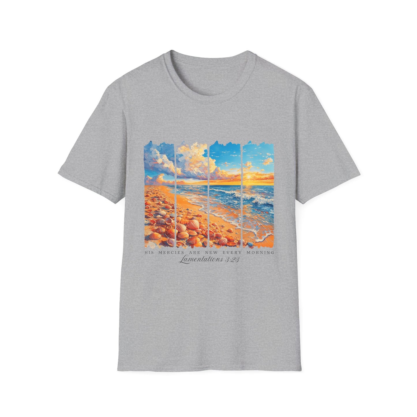 Beach Sunset Panel T-Shirt — Scenic Coastal Graphic Tee