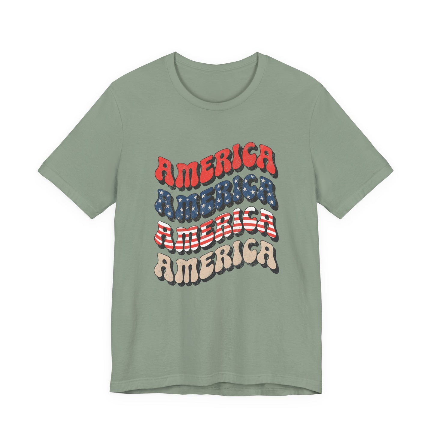 Patriotic "America" Retro Wave T-Shirt