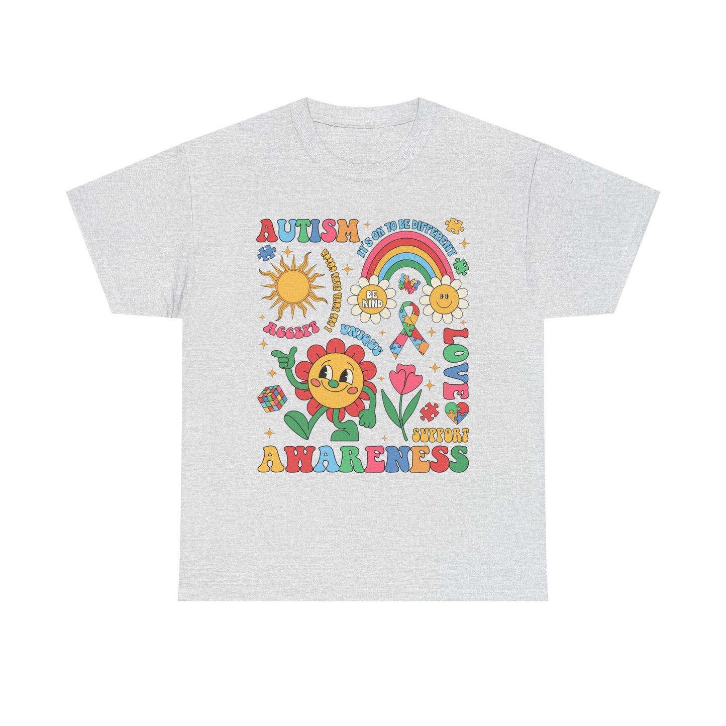 Autism Awareness Rainbow Floral Tee — Love, Support & Awareness T-Shirt