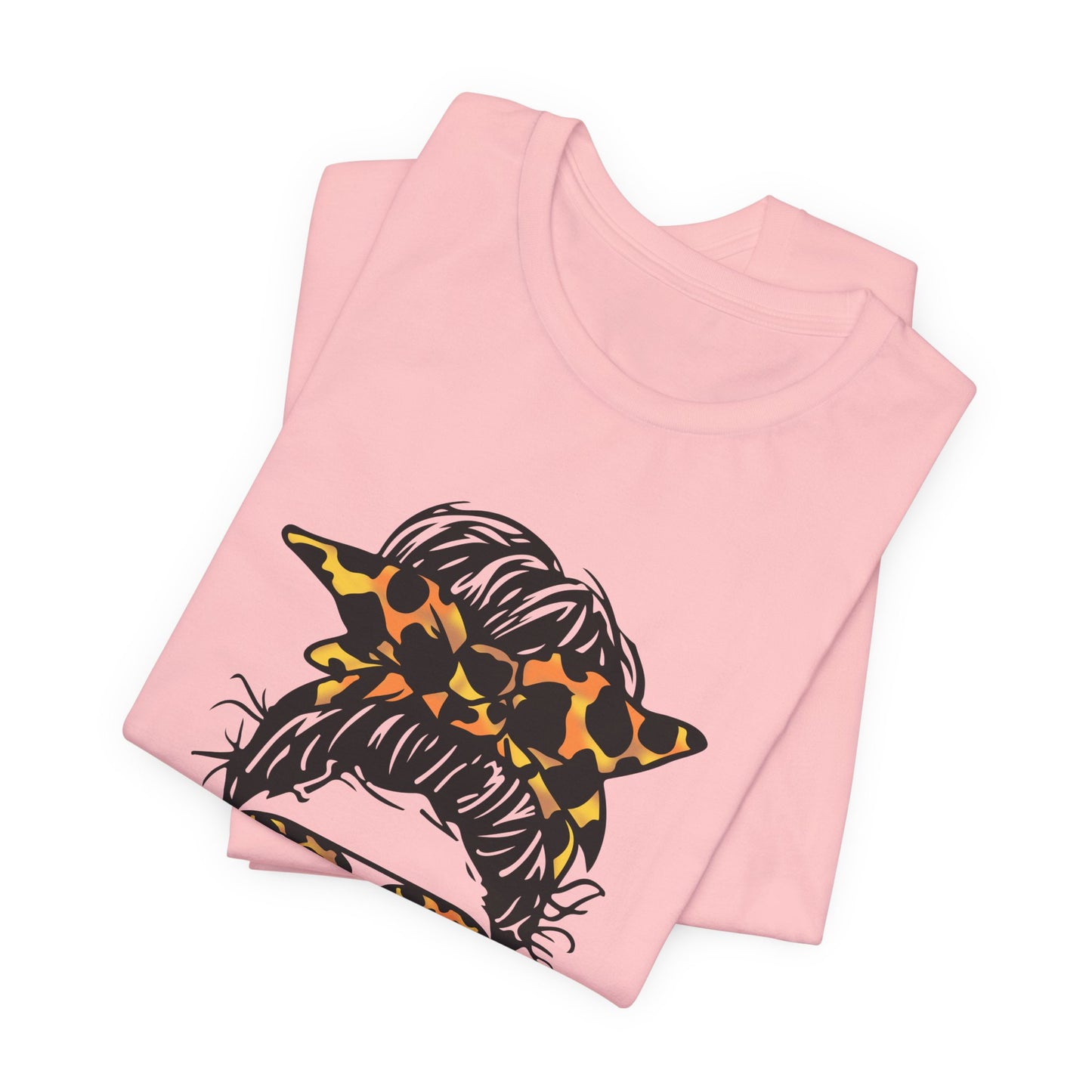 Dog Mom T-Shirt – "Kinda Busy Being a Dog Mom" Leopard Print Messy Bun Tee