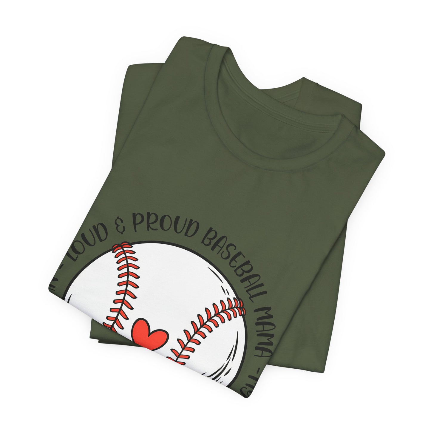 Baseball Mom Tee – Proud Baseball Mama Graphic Shirt (Heart & Stitch Design)