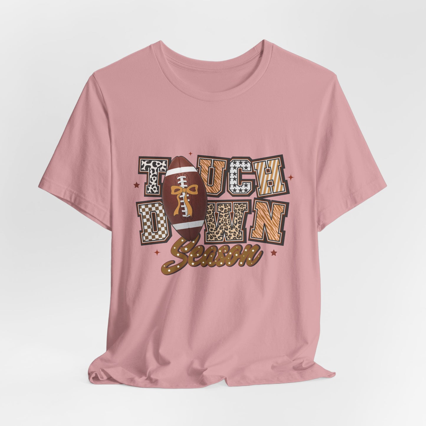 Touchdown Season Football T-Shirt — Retro Brown Leopard Print Design