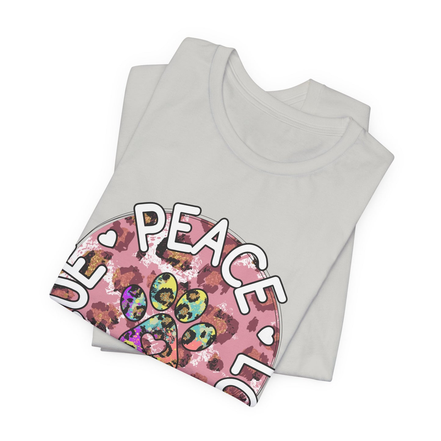 Peace Love Rescue Graphic Tee — Pet Rescue Paw Print Shirt