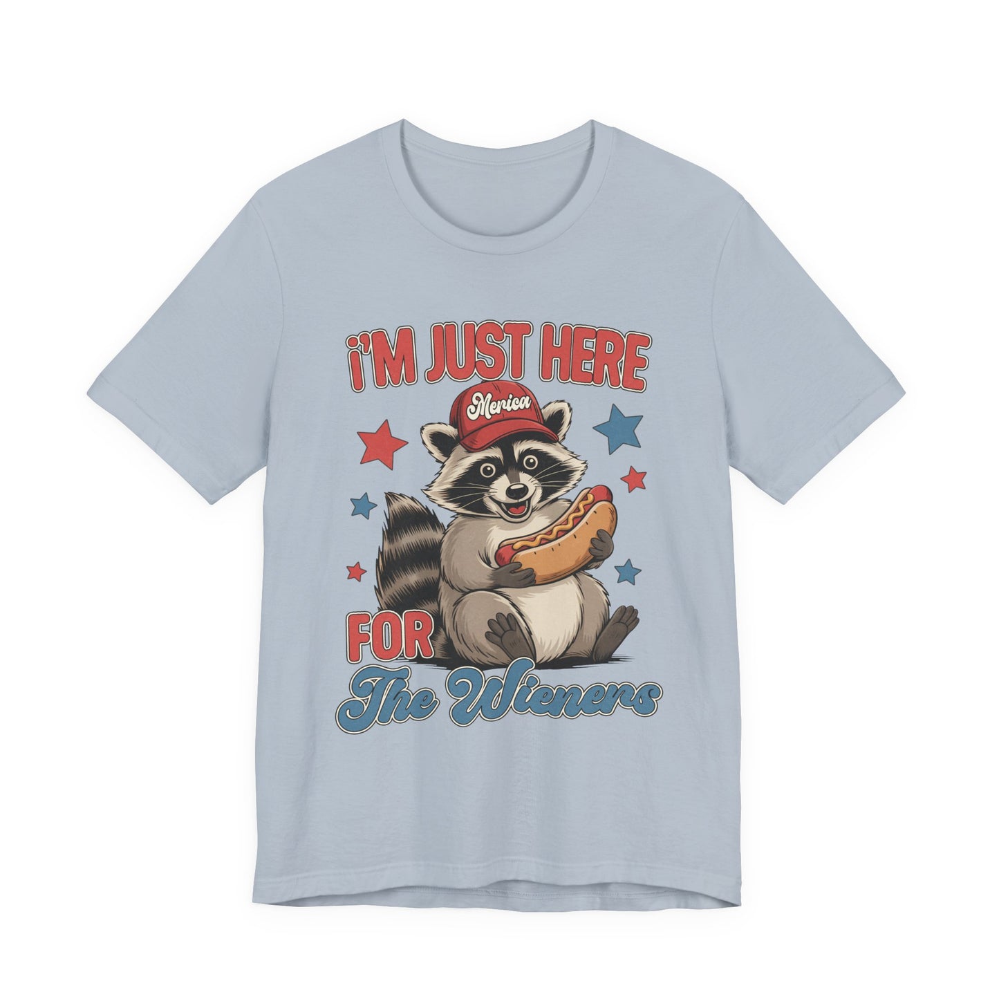 Patriotic Raccoon Hot Dog Tee — “I'm Just Here For The Winans” Graphic T-Shirt