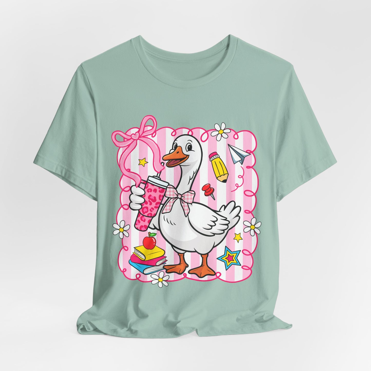 Cute Goose Graphic Tee — School Supplies Back-to-School T-Shirt