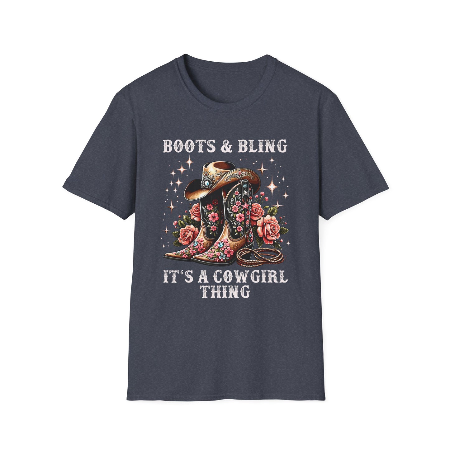 Cowgirl T-Shirt — "Boots & Bling" Floral Western Tee