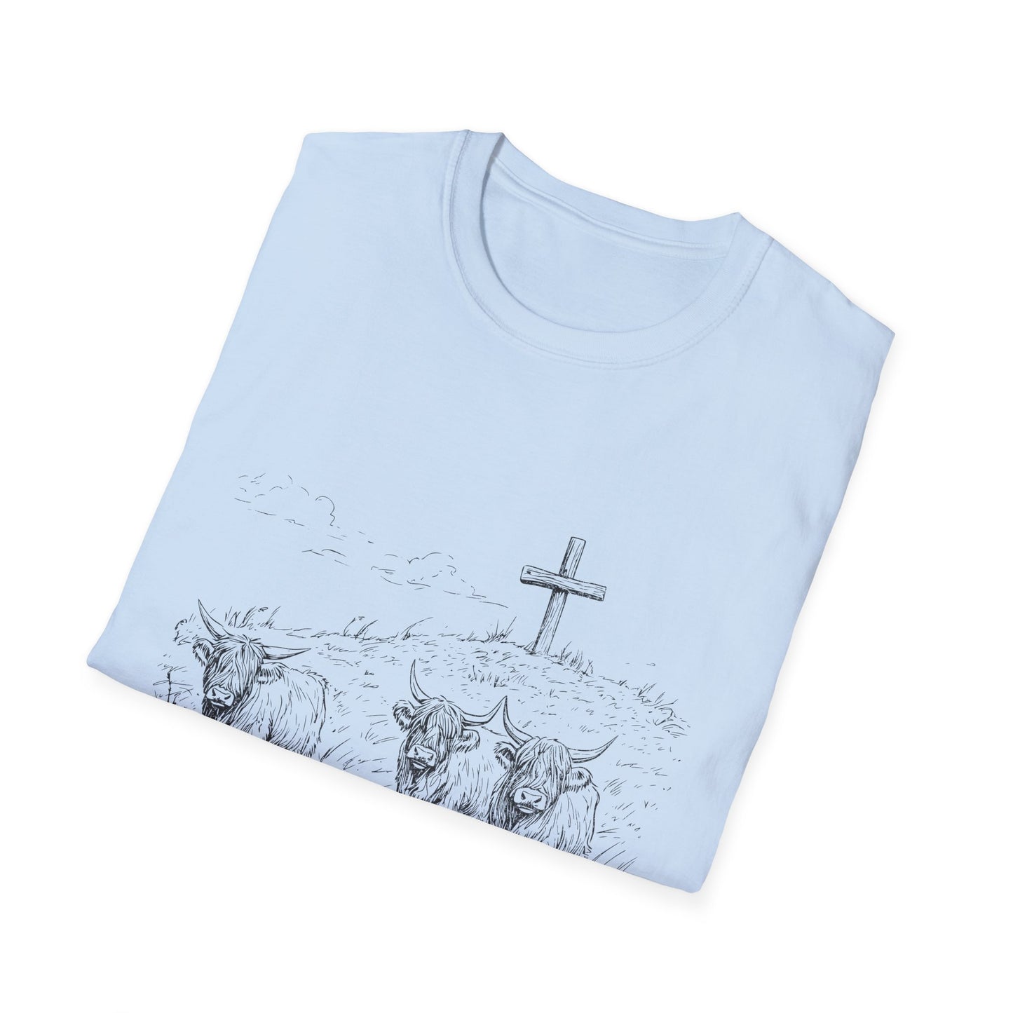 Christian Cross & Oxen T-Shirt — “Follow the Sword, Not the Herd” Faith Graphic Tee