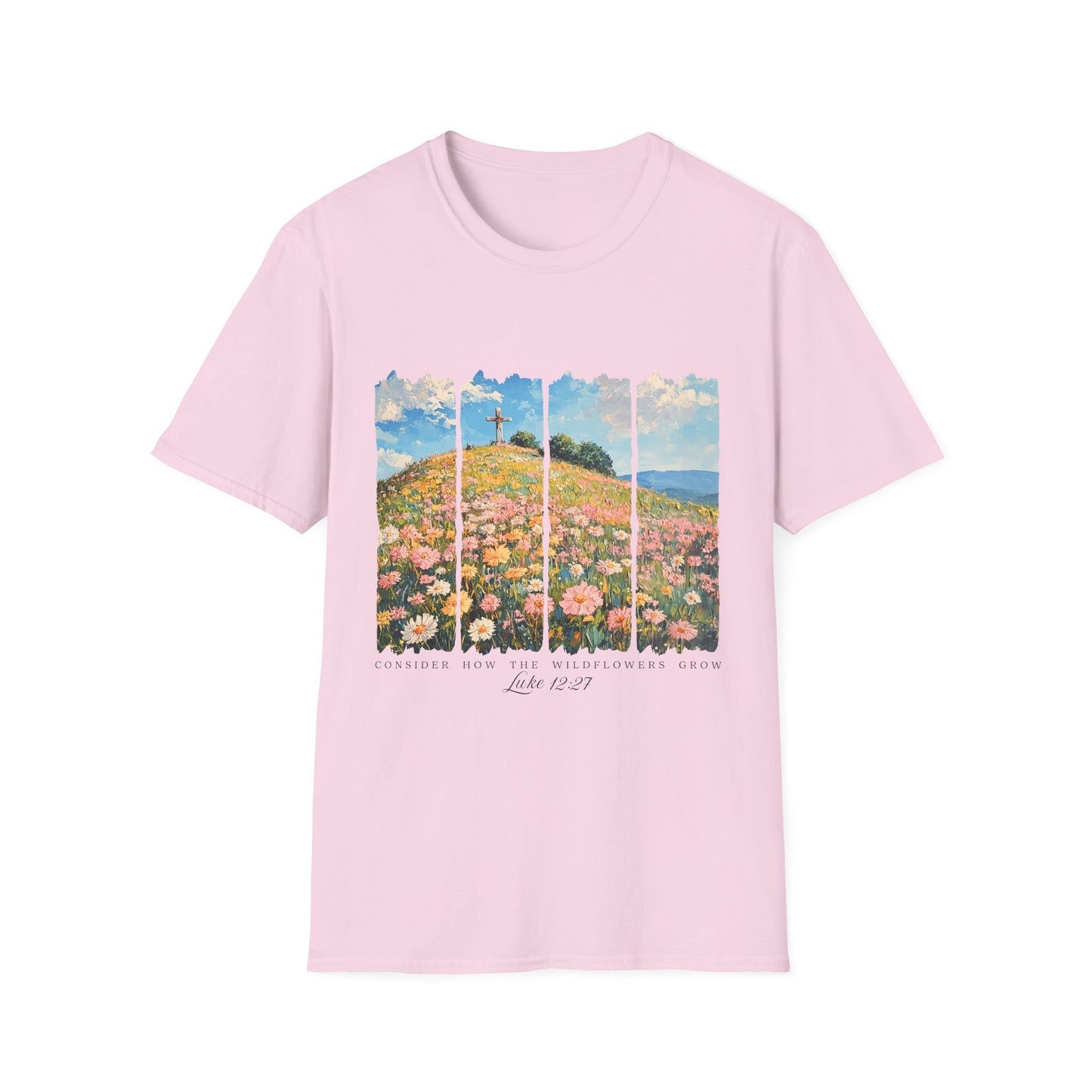 Wildflower Hills Scenic Tee — 'Live in It' Landscape Graphic T-Shirt