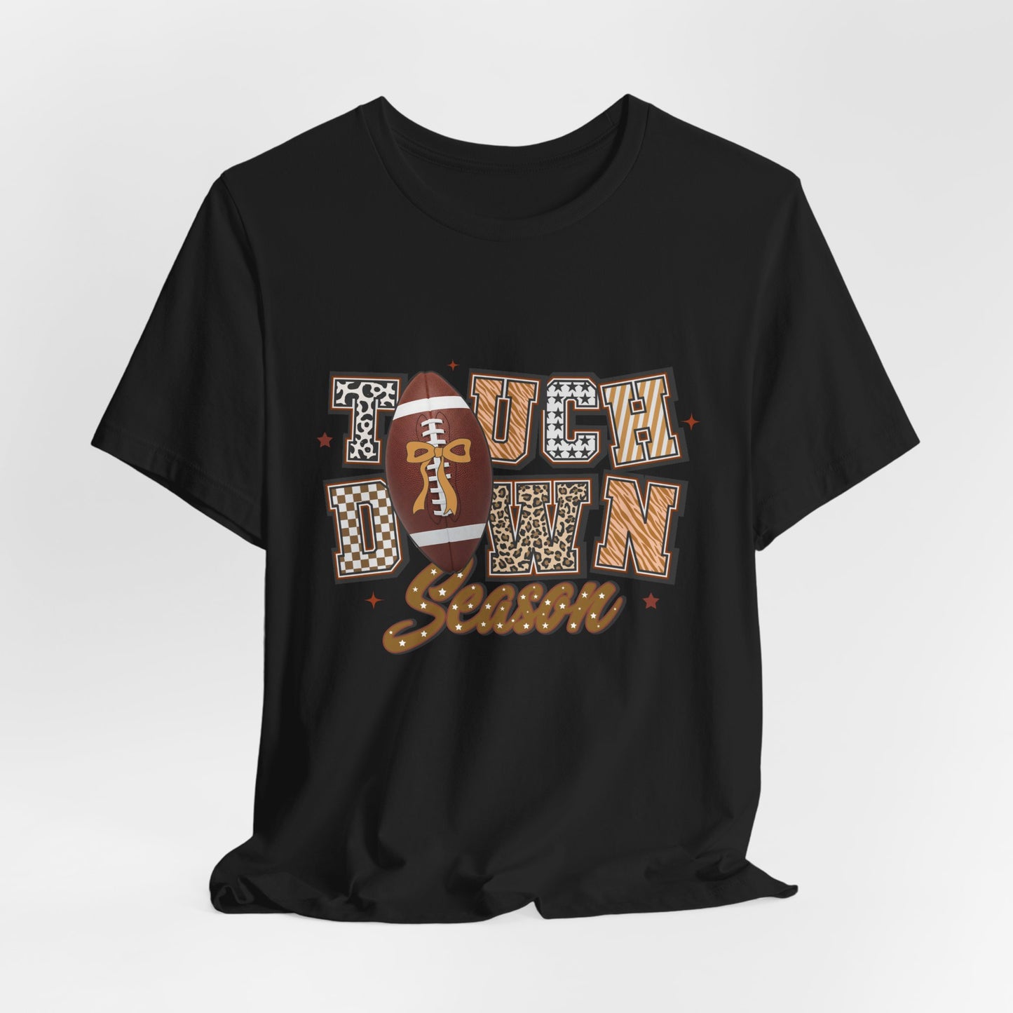 Touchdown Season Football T-Shirt — Retro Brown Leopard Print Design