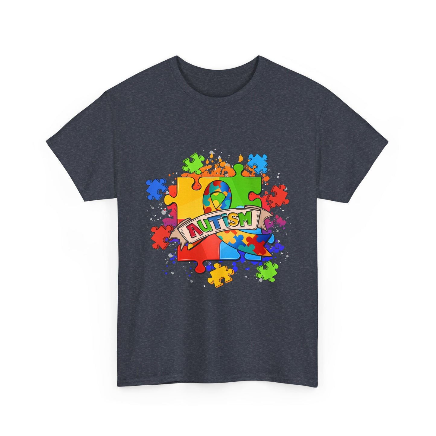 Autism Awareness Puzzle Tee – Colorful 'Autism' Ribbon Design