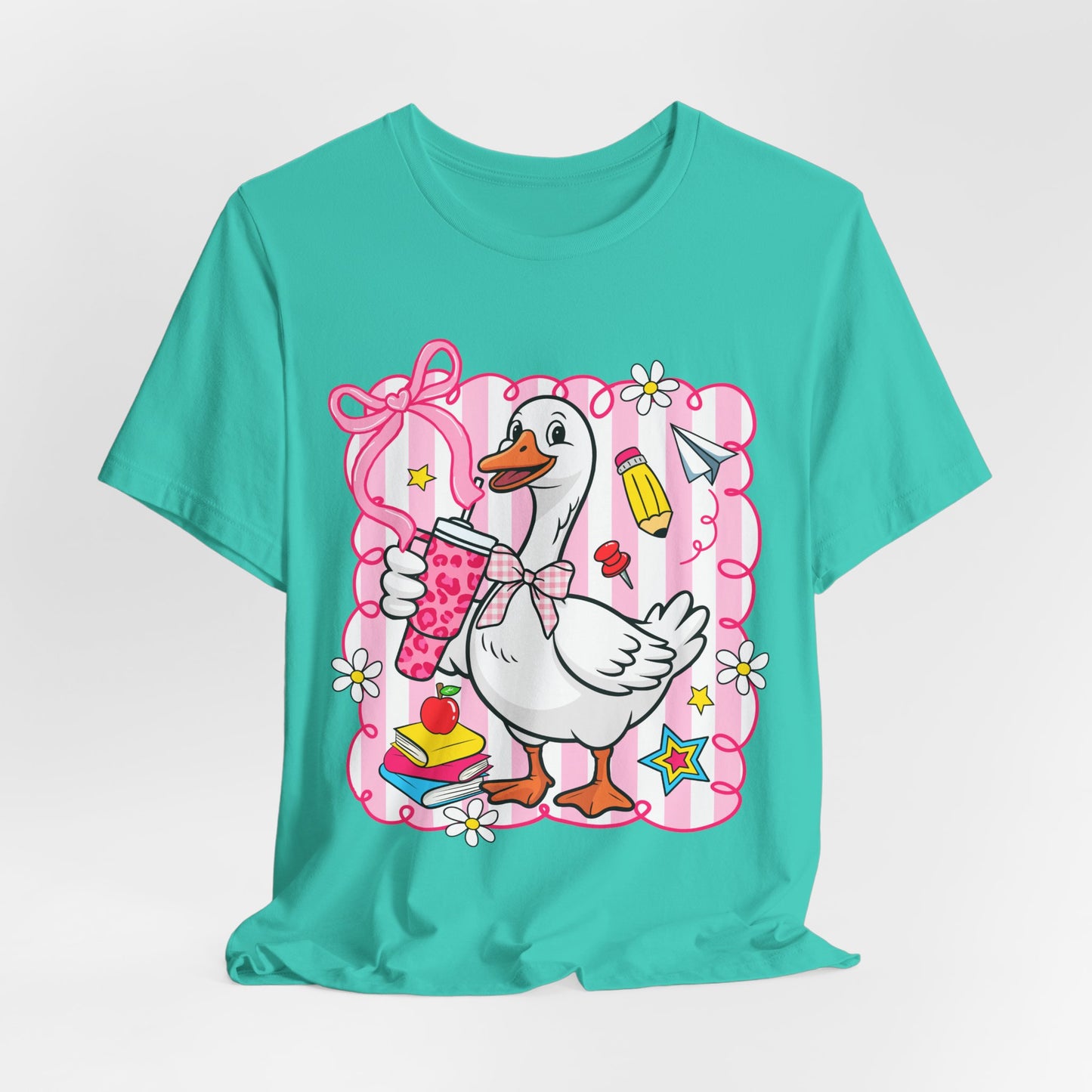 Cute Goose Graphic Tee — School Supplies Back-to-School T-Shirt