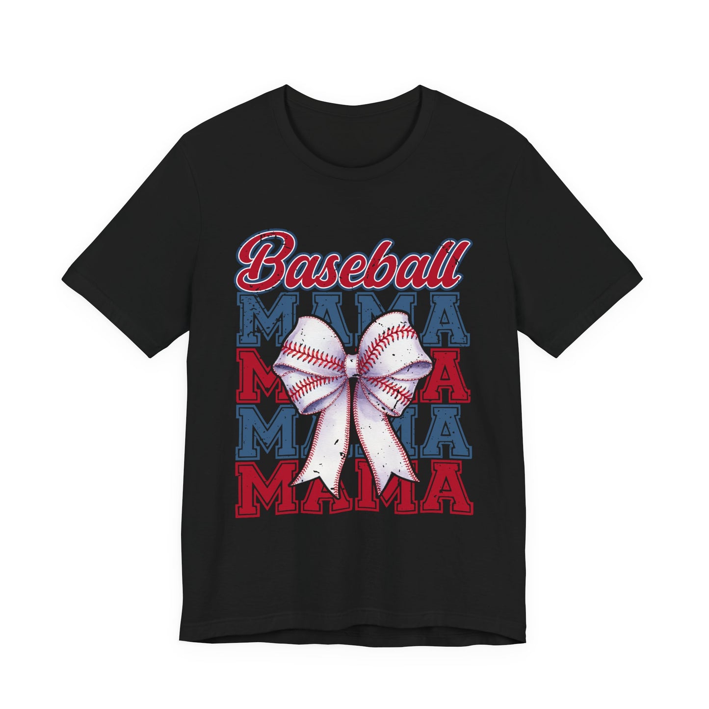 Baseball Mama Tee – Patriotic Bow Soft Cotton T‑Shirt for Baseball Moms