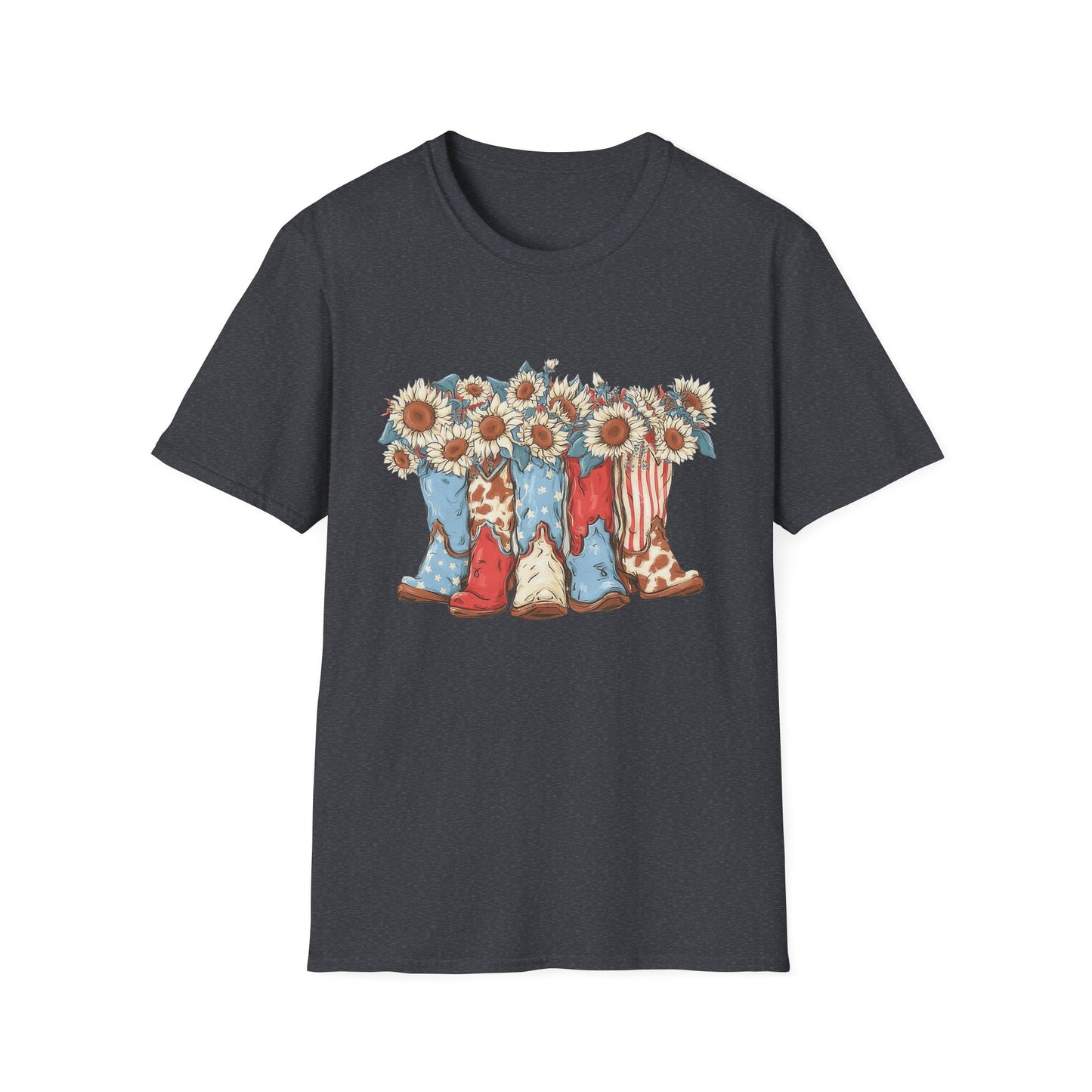 Patriotic Sunflower Cowboy Boots T-Shirt